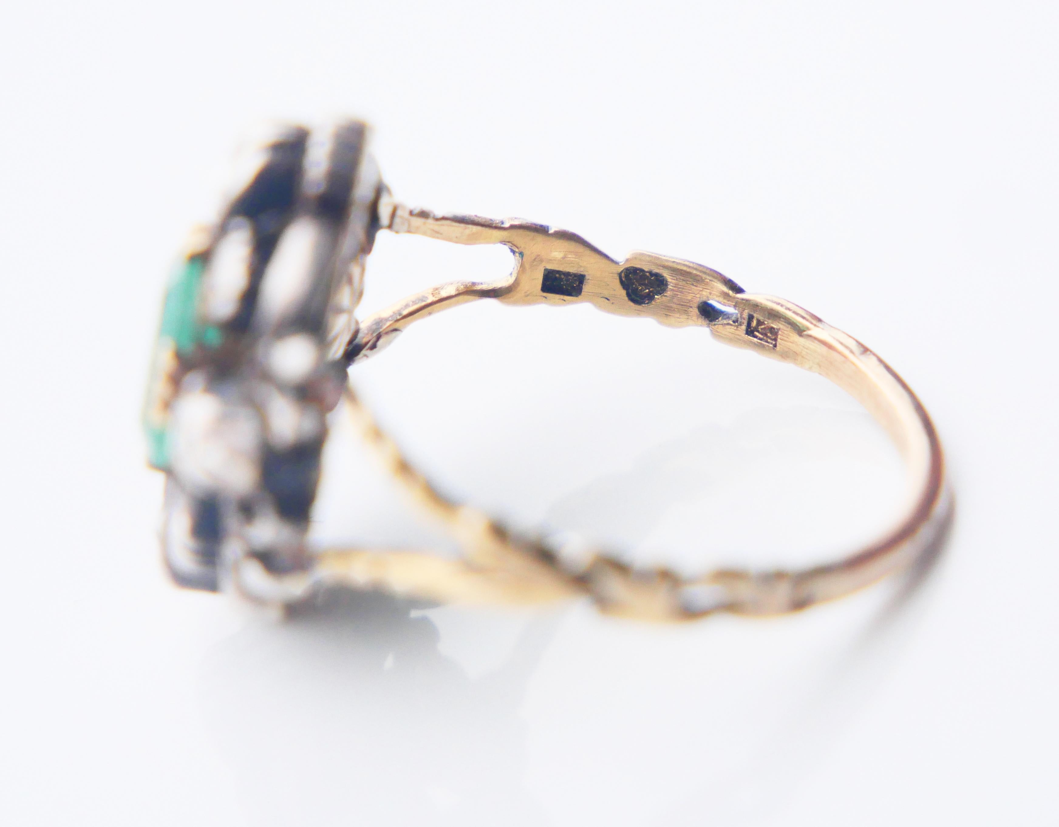 1930 Ring 1.25ct Emerald 0.5ctw Diamonds solid 18K Gold Silver ØUS8.25 /5.3gr For Sale 10