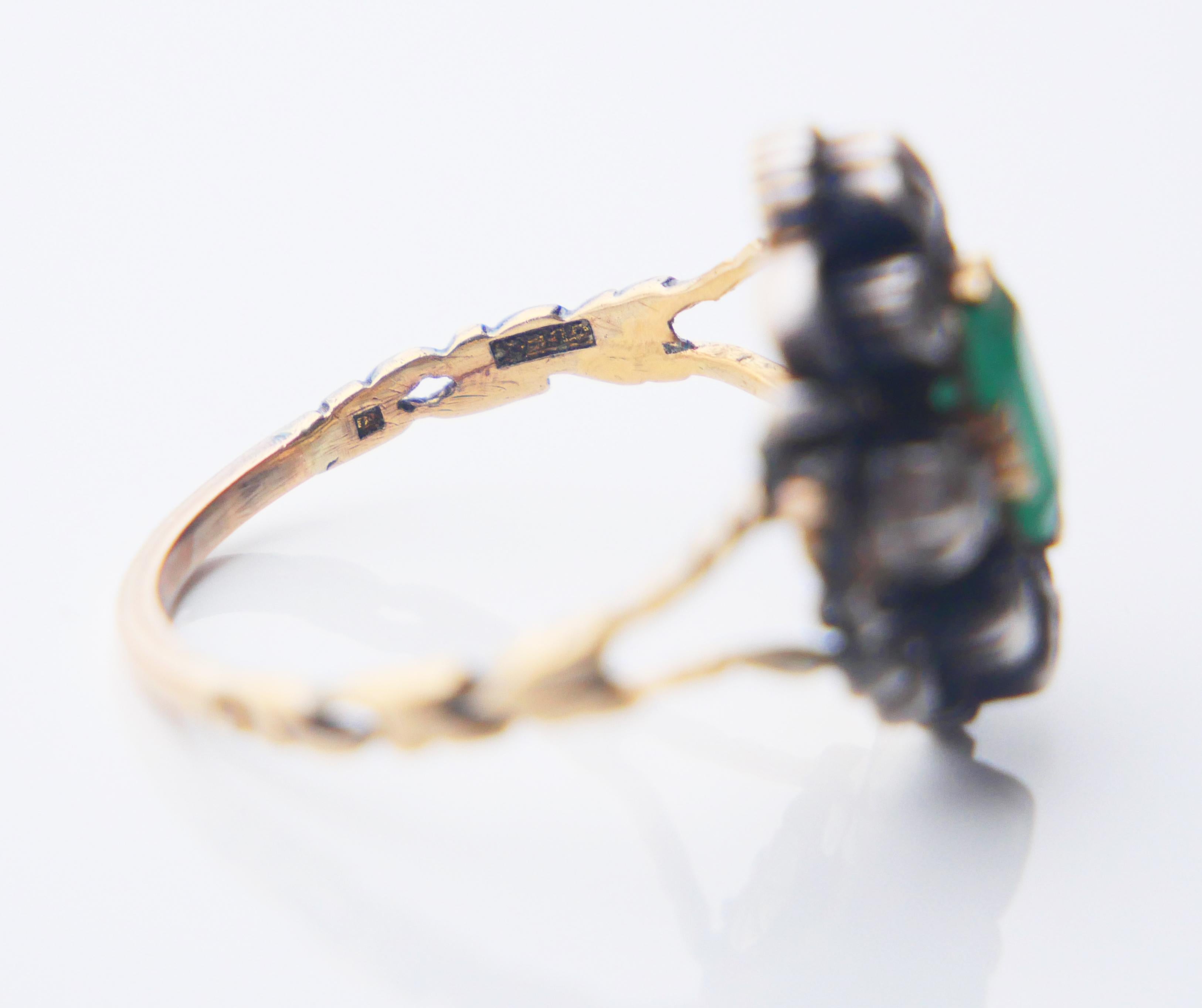 1930 Ring 1.25ct Emerald 0.5ctw Diamonds solid 18K Gold Silver ØUS8.25 /5.3gr For Sale 11