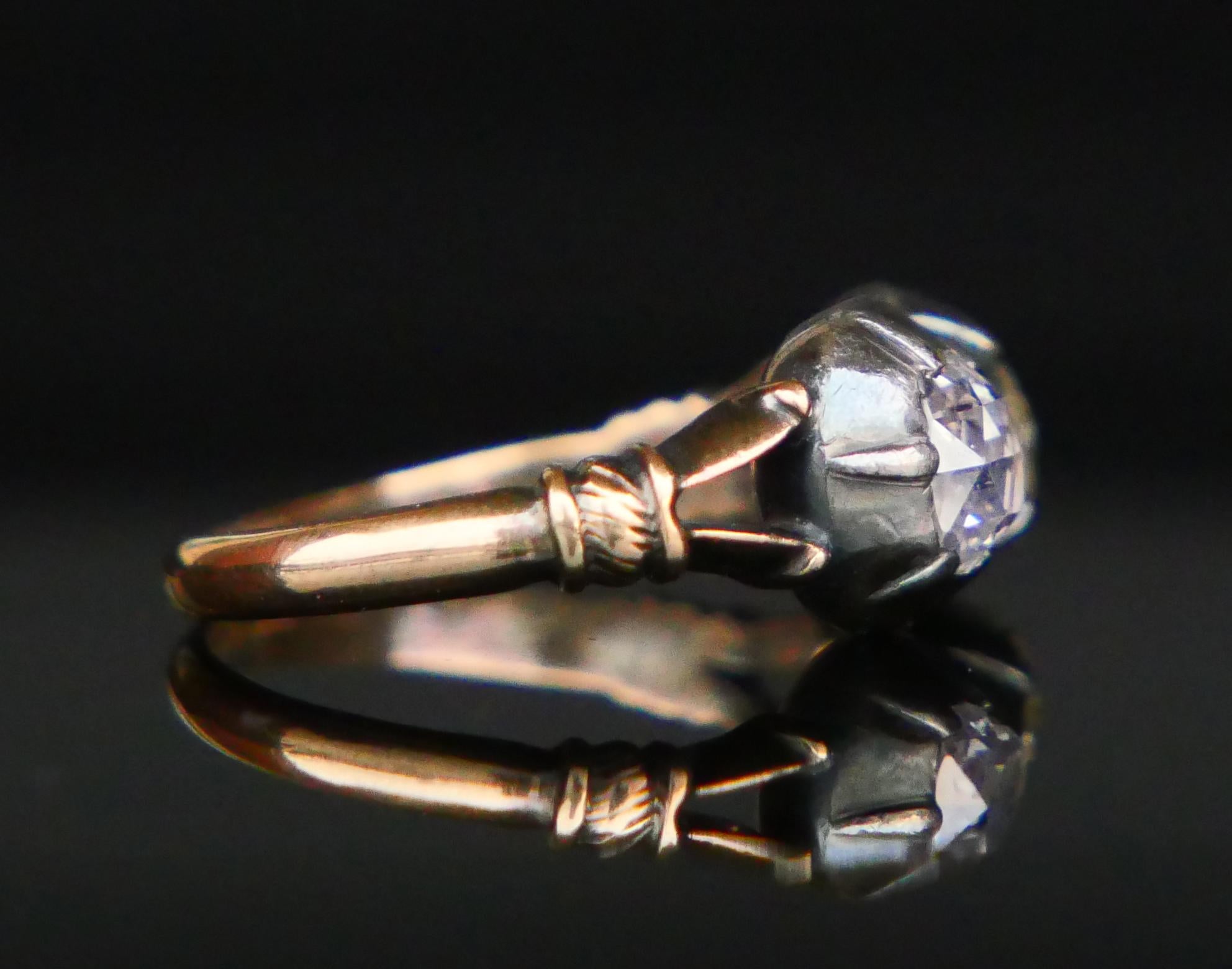 Bague naturelle de 1930 1,5 ct. pt. Diamants en or massif 18K A Silver ØUS4 / 3.4 gr en vente 10