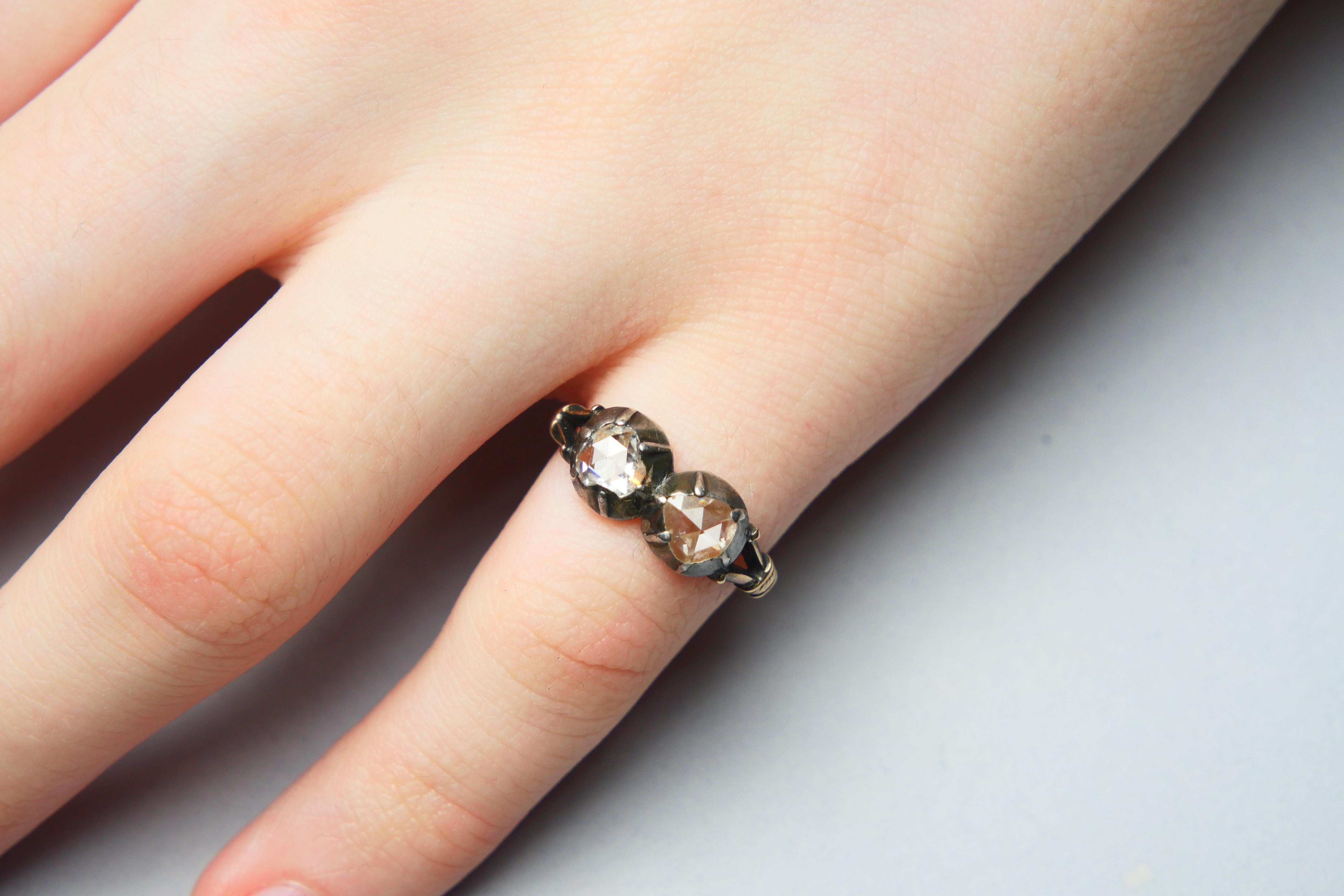 Bague naturelle de 1930 1,5 ct. pt. Diamants en or massif 18K A Silver ØUS4 / 3.4 gr en vente 5
