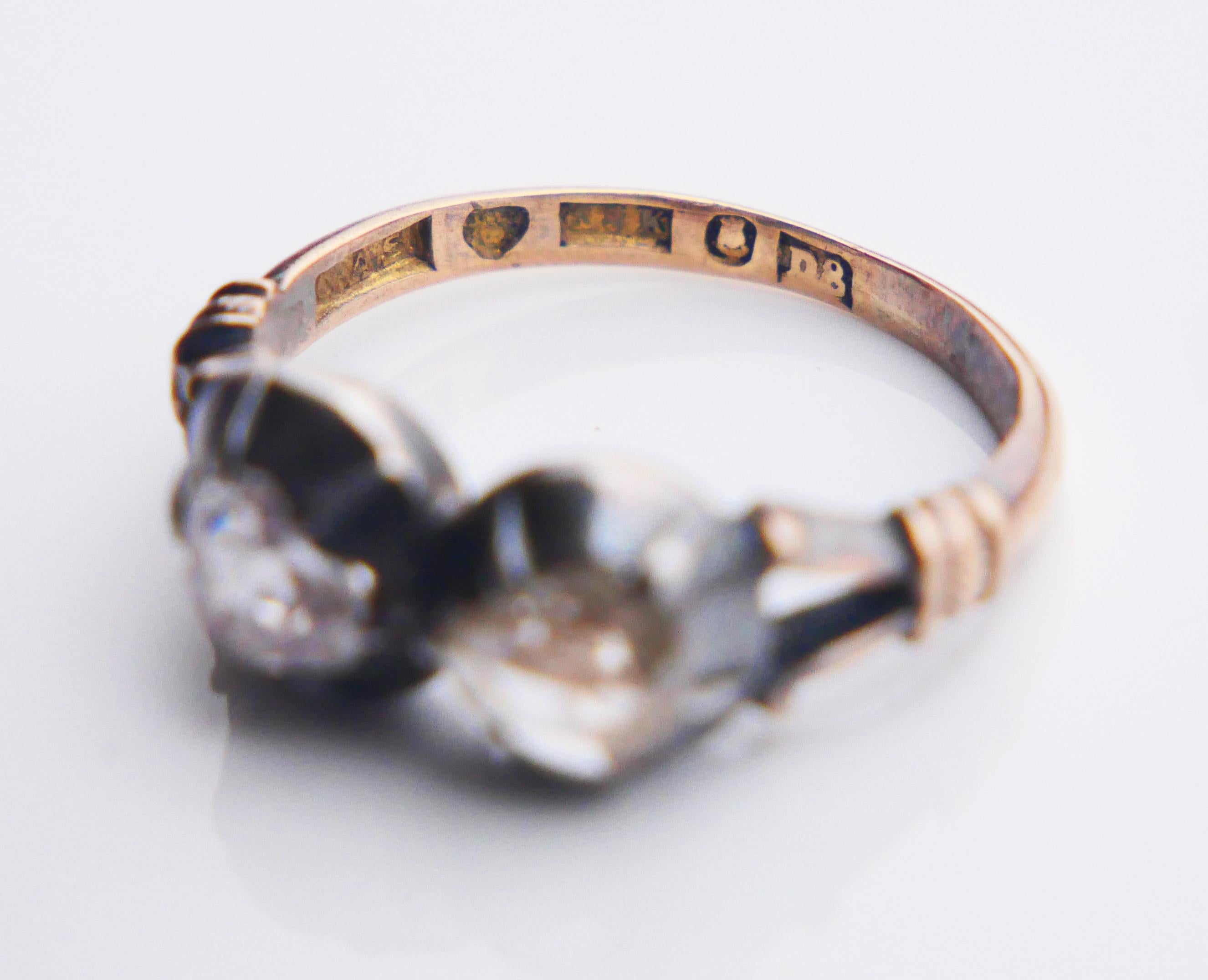 Bague naturelle de 1930 1,5 ct. pt. Diamants en or massif 18K A Silver ØUS4 / 3.4 gr en vente 11