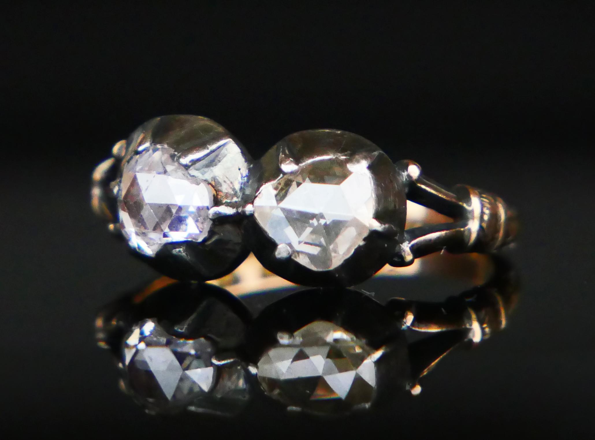 Bague naturelle de 1930 1,5 ct. pt. Diamants en or massif 18K A Silver ØUS4 / 3.4 gr en vente 9