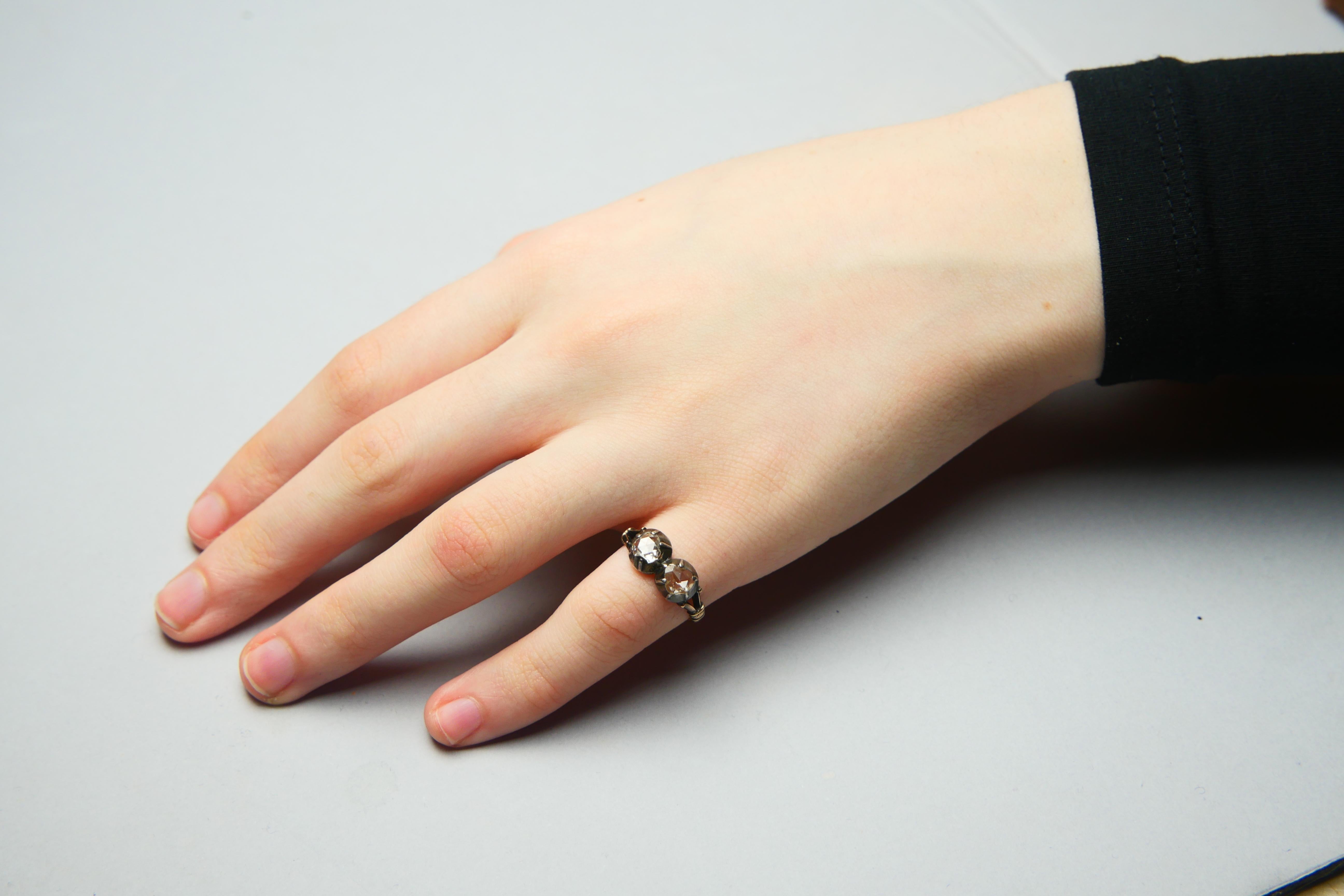Bague naturelle de 1930 1,5 ct. pt. Diamants en or massif 18K A Silver ØUS4 / 3.4 gr en vente 6