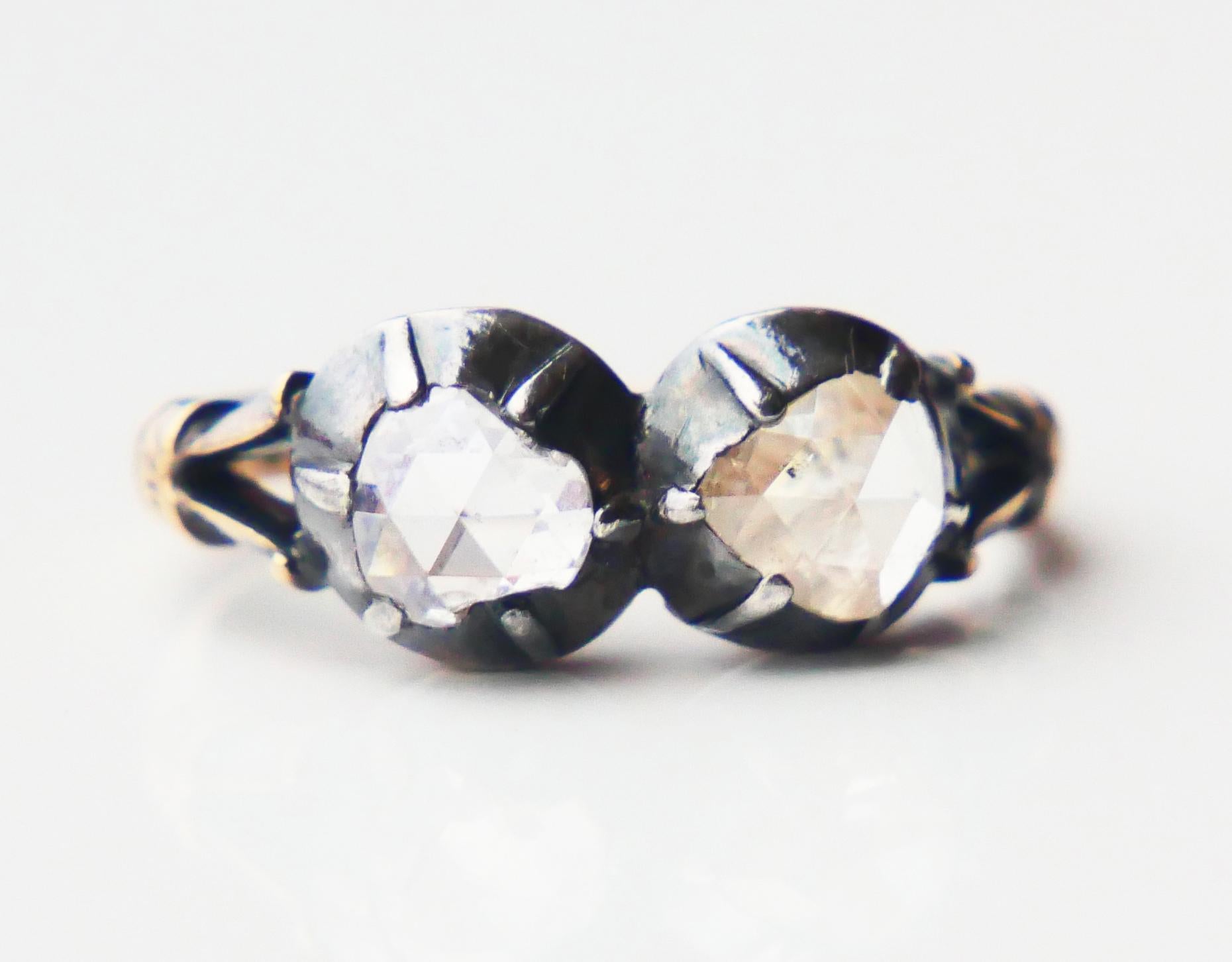 Bague naturelle de 1930 1,5 ct. pt. Diamants en or massif 18K A Silver ØUS4 / 3.4 gr en vente 1