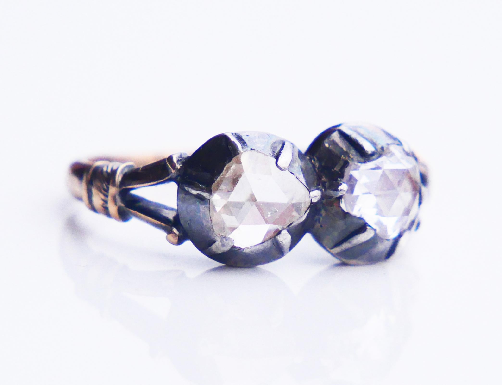 Art déco Bague naturelle de 1930 1,5 ct. pt. Diamants en or massif 18K A Silver ØUS4 / 3.4 gr en vente