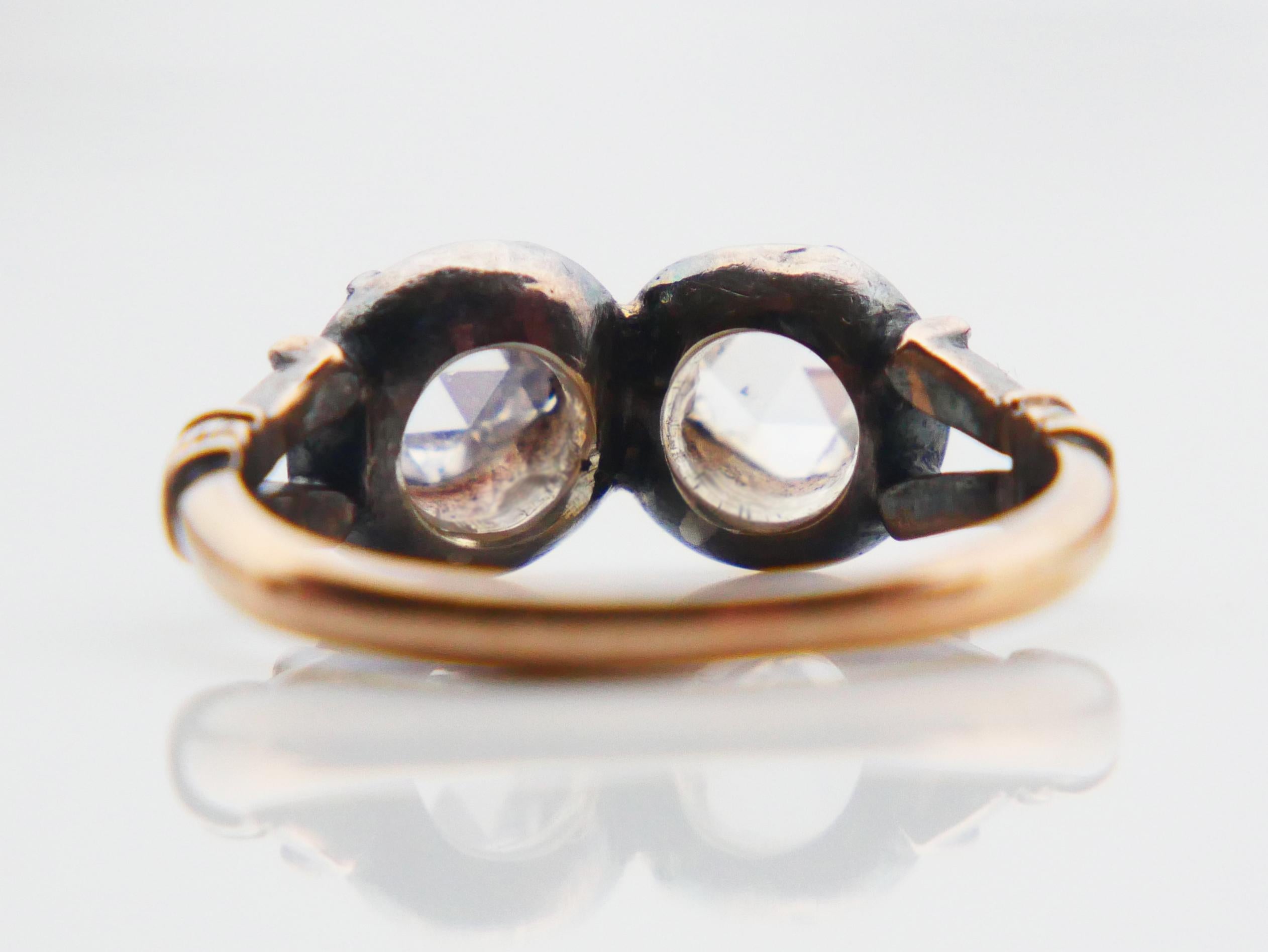 Taille vieille Europe Bague naturelle de 1930 1,5 ct. pt. Diamants en or massif 18K A Silver ØUS4 / 3.4 gr en vente