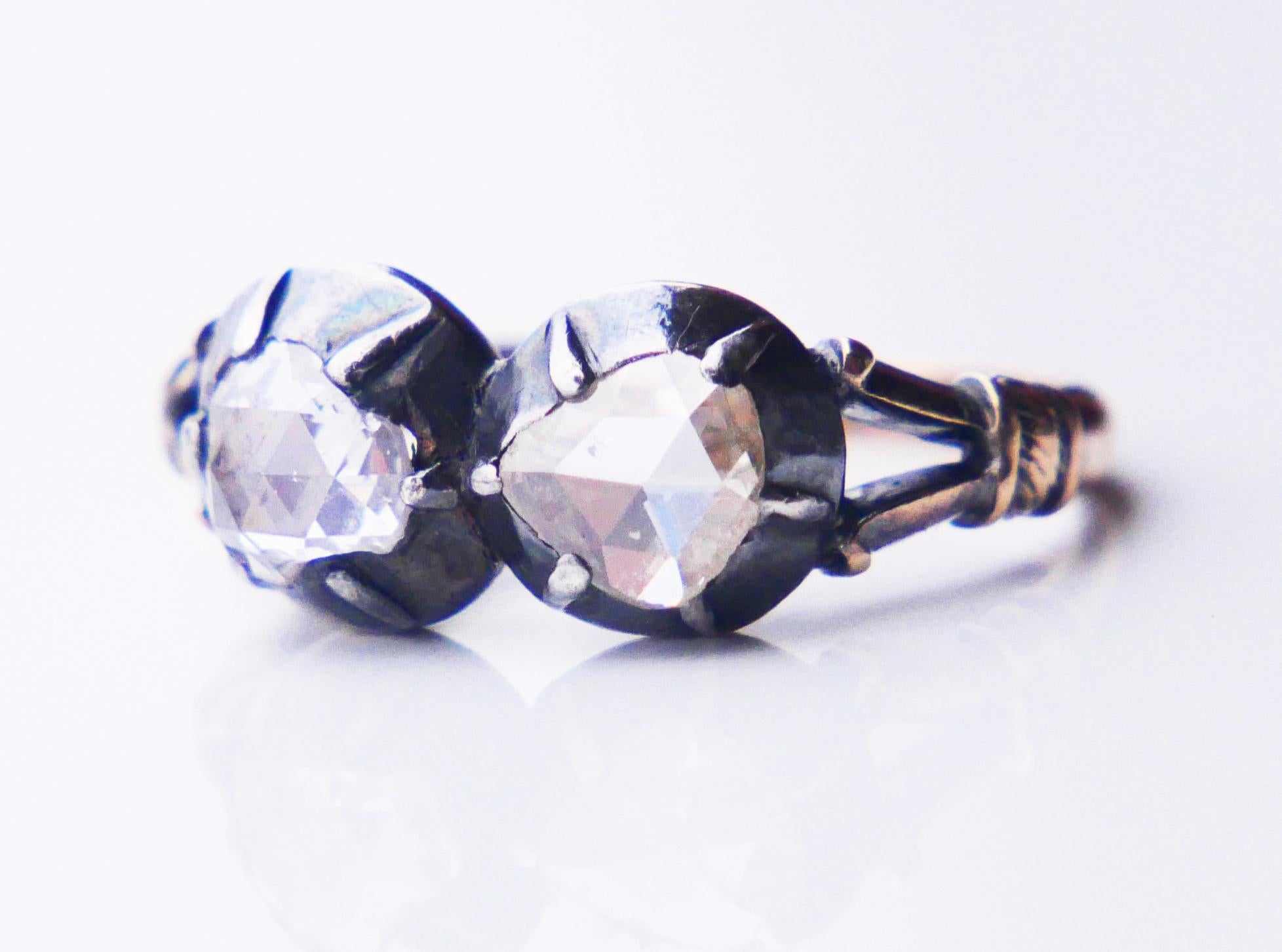 Bague naturelle de 1930 1,5 ct. pt. Diamants en or massif 18K A Silver ØUS4 / 3.4 gr en vente 2