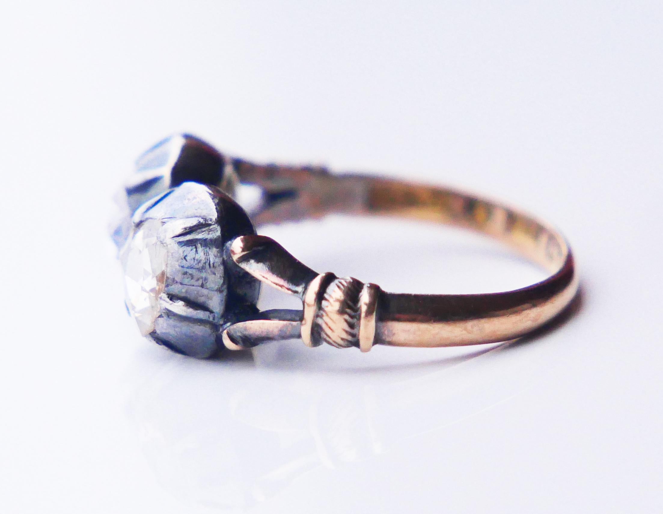 Bague naturelle de 1930 1,5 ct. pt. Diamants en or massif 18K A Silver ØUS4 / 3.4 gr en vente 3