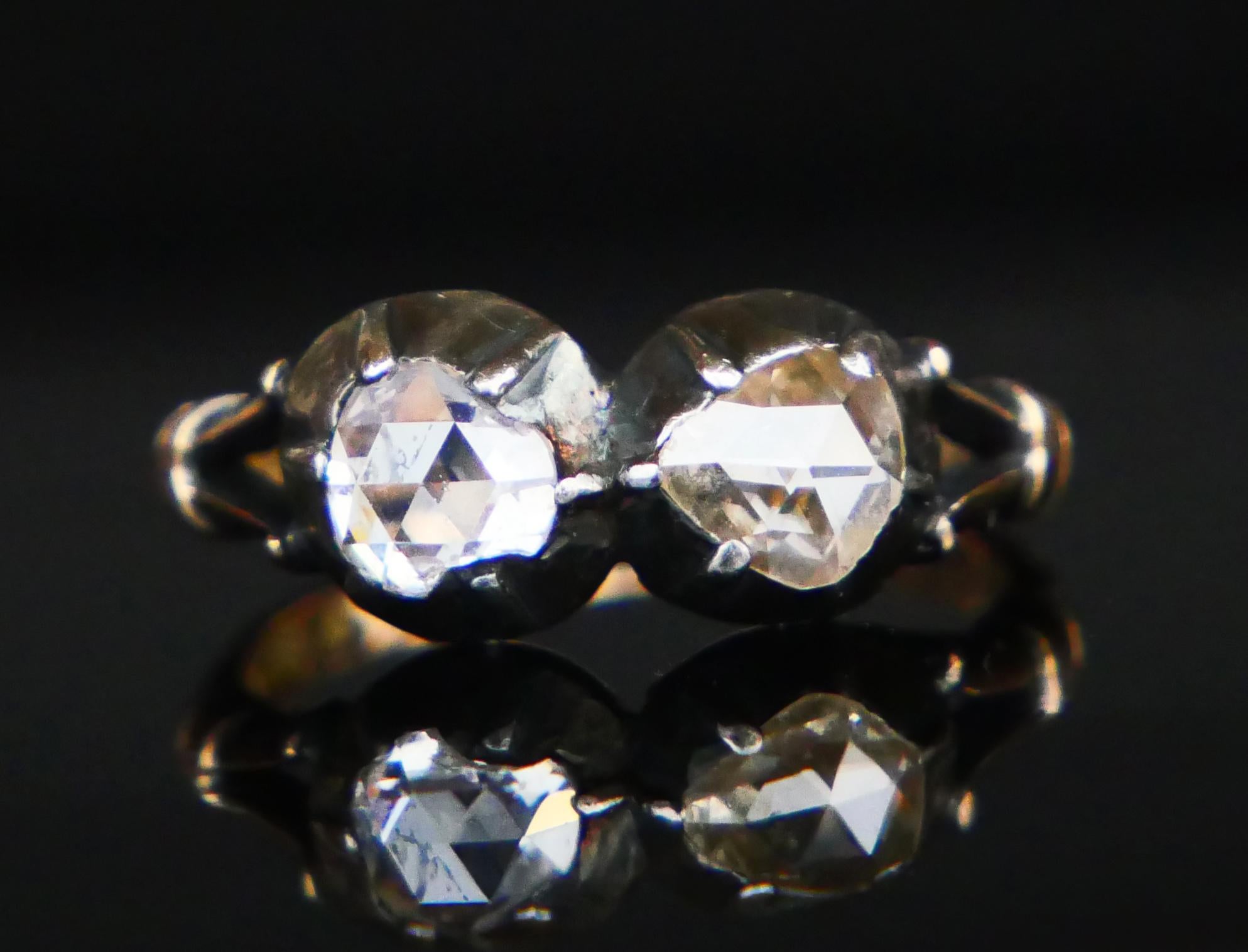 Bague naturelle de 1930 1,5 ct. pt. Diamants en or massif 18K A Silver ØUS4 / 3.4 gr en vente 8