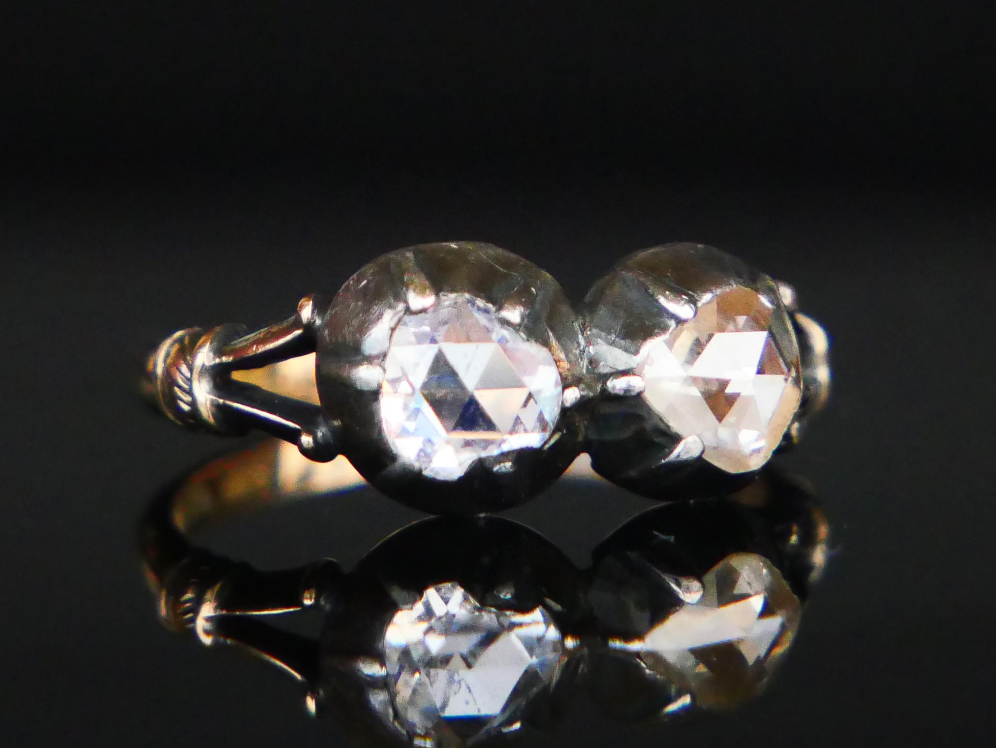 Bague naturelle de 1930 1,5 ct. pt. Diamants en or massif 18K A Silver ØUS4 / 3.4 gr en vente 7