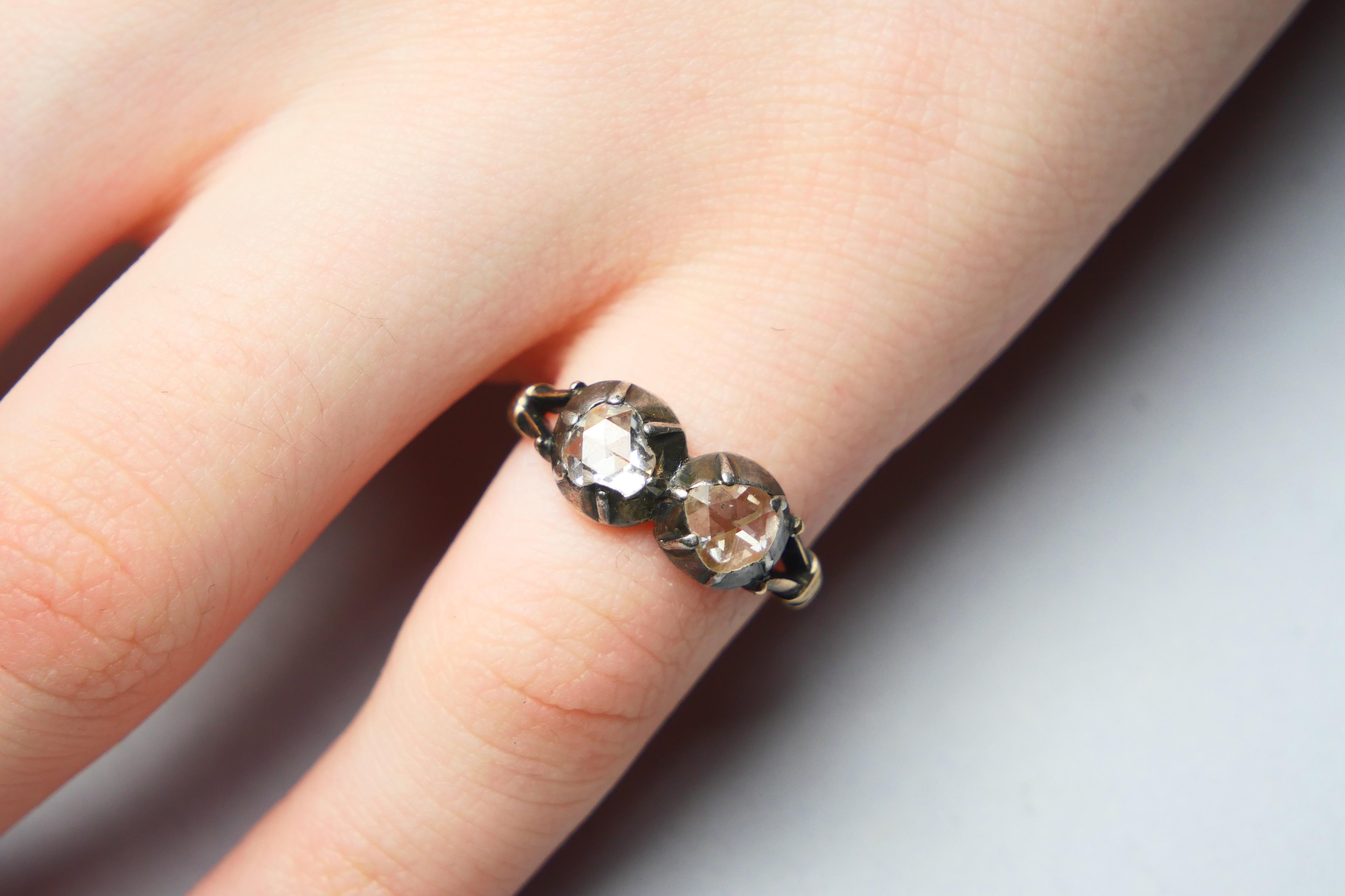 Bague naturelle de 1930 1,5 ct. pt. Diamants en or massif 18K A Silver ØUS4 / 3.4 gr en vente 4