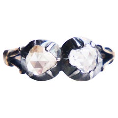 1930 Ring natural 1.5 ctw. Diamonds solid 18K Gold Silver ØUS4 / 3.4 gr