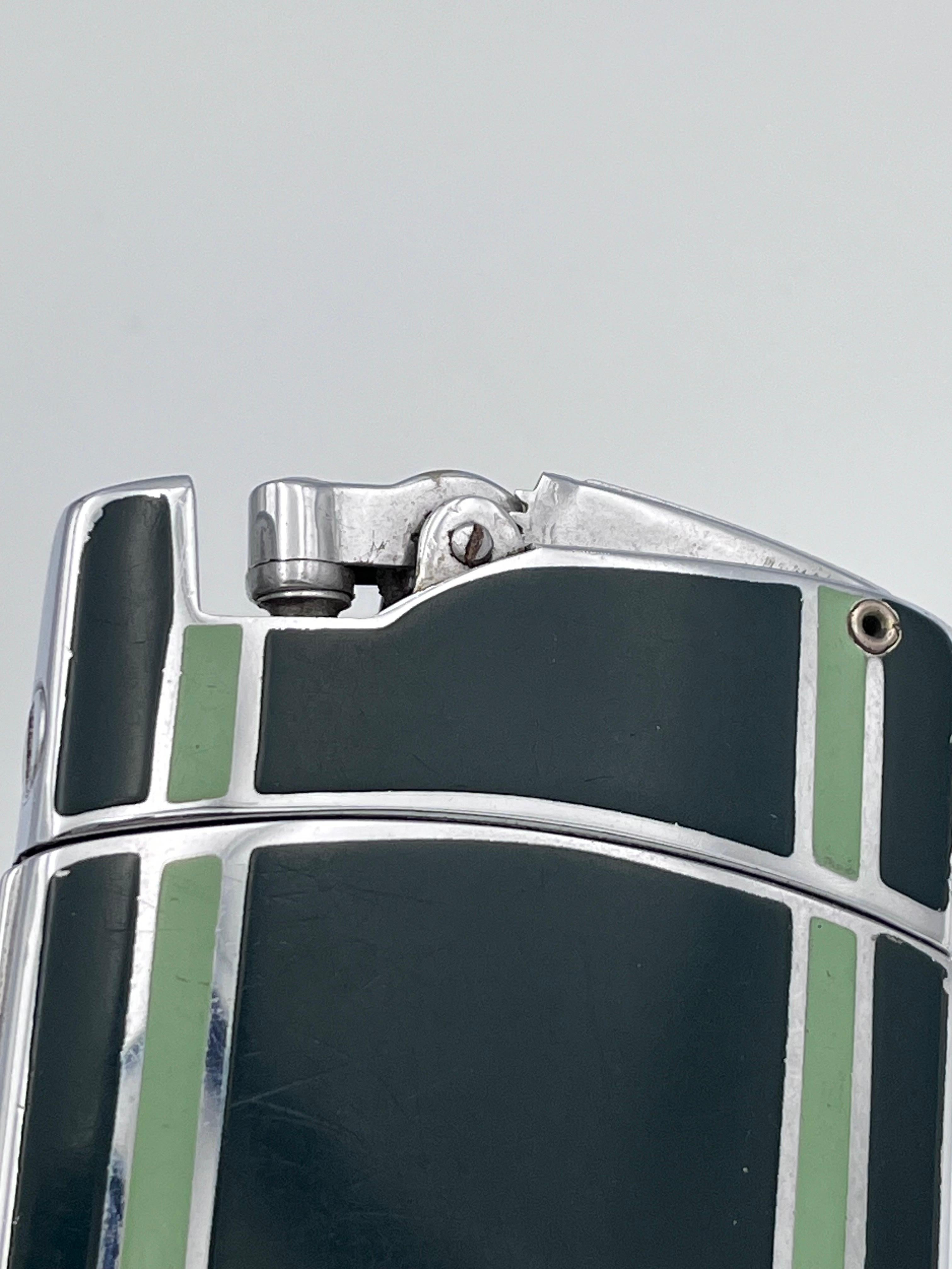 1930 Ronson Tuxedo Art Deco Mint and Kelly Green Cigarette Lighter / Case Combo en vente 3