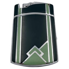 Vintage 1930 Ronson Tuxedo Art Deco Mint and Kelly Green Cigarette Lighter / Case Combo