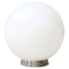 1930 Round Art Deco School House Milk Glass Ceiling Globe w Flush Celing Fixture