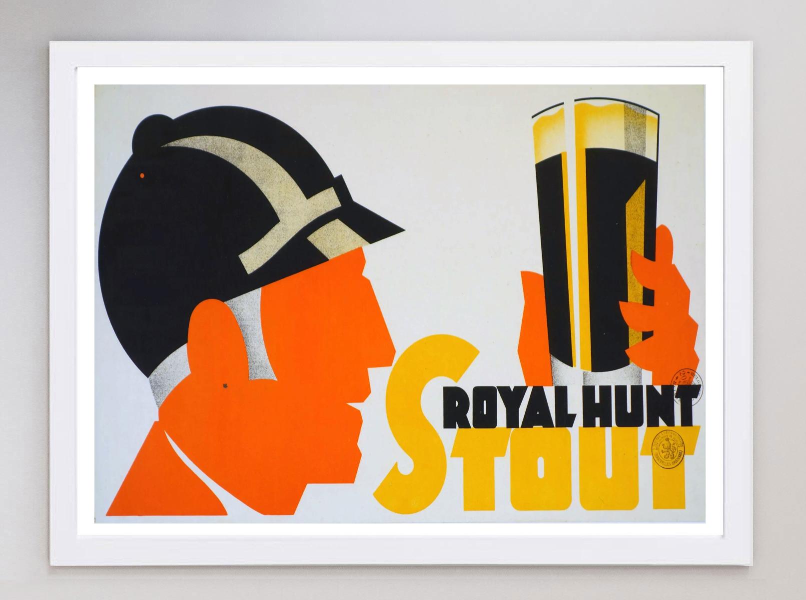 Belgian 1930 Royal Hunt Stout Original Vintage Poster For Sale