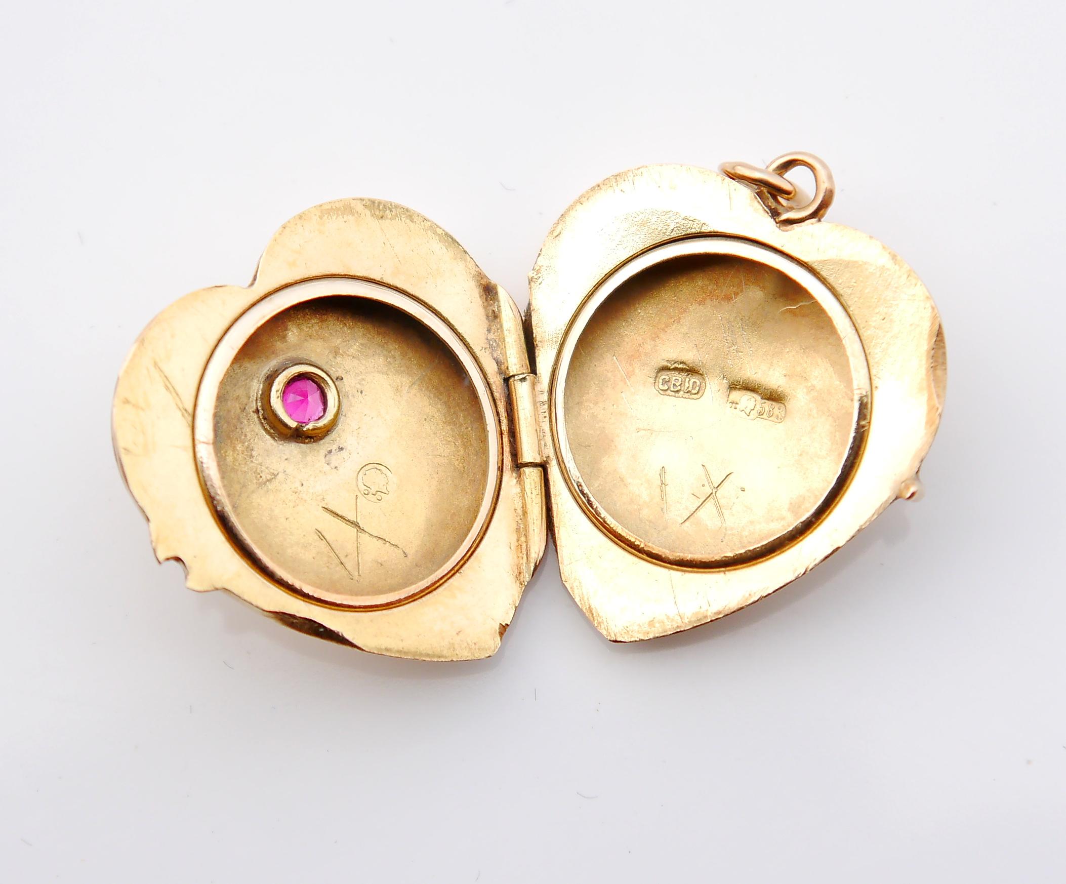 1930 Ciondolo a forma di cuore 583 Oro 14K / 5,2 gr 2