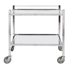 1930s Art Deco Bar Cart, Metal, Mirrors and Glass Tubes, France