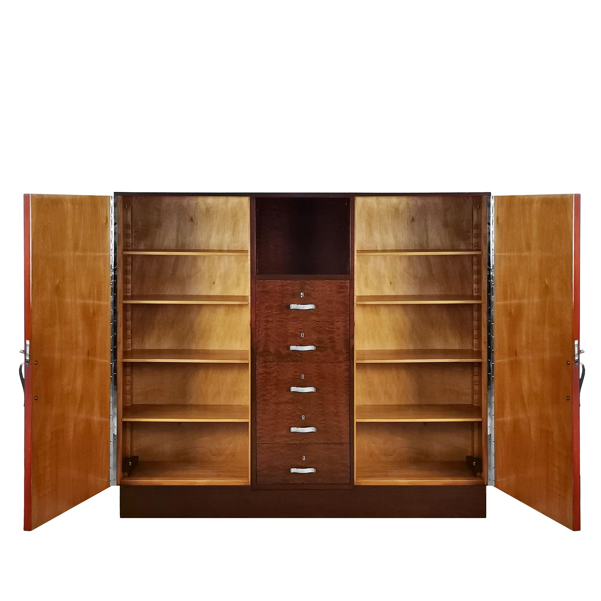 Spanish 1930´s Art Deco Bookcase, Beech, Mahogany, Mottled Mahogany, Spain, Barcelona For Sale
