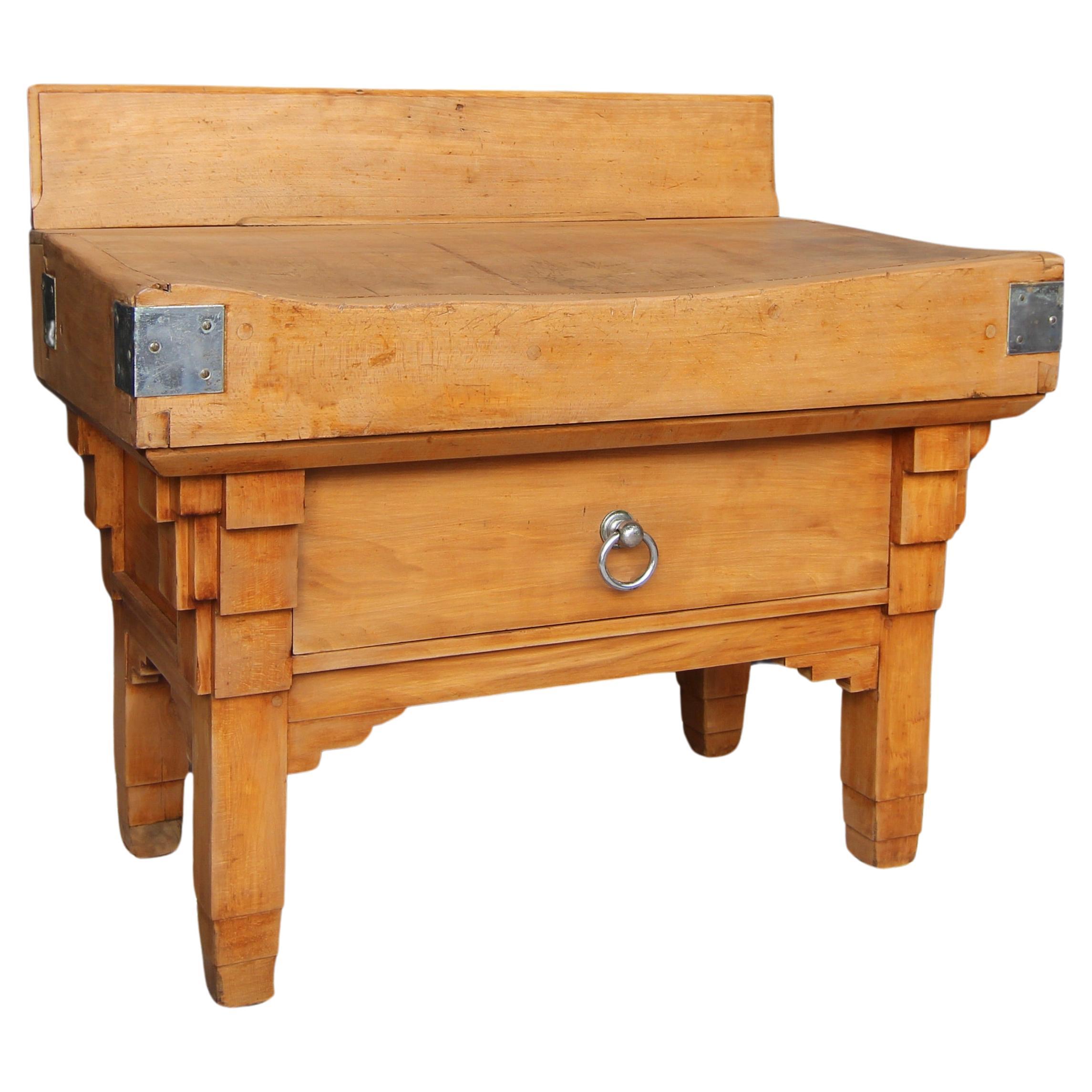 Mesa Art Decó de Bloque de Carnicero de 1930