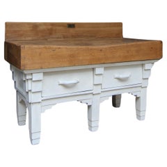 Mesa de trabajo de bloque de carnicero Art Decó de 1930