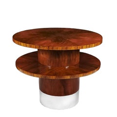 1930s Art Deco Center Table in Walnut and Aluminium - Italy