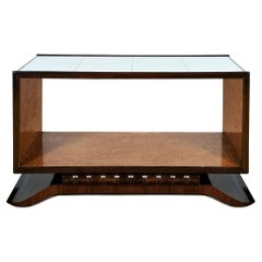 1930's Art Deco Cubist Coffee Table, Birdseye Maple, Mahogany, Mirrors - Italy