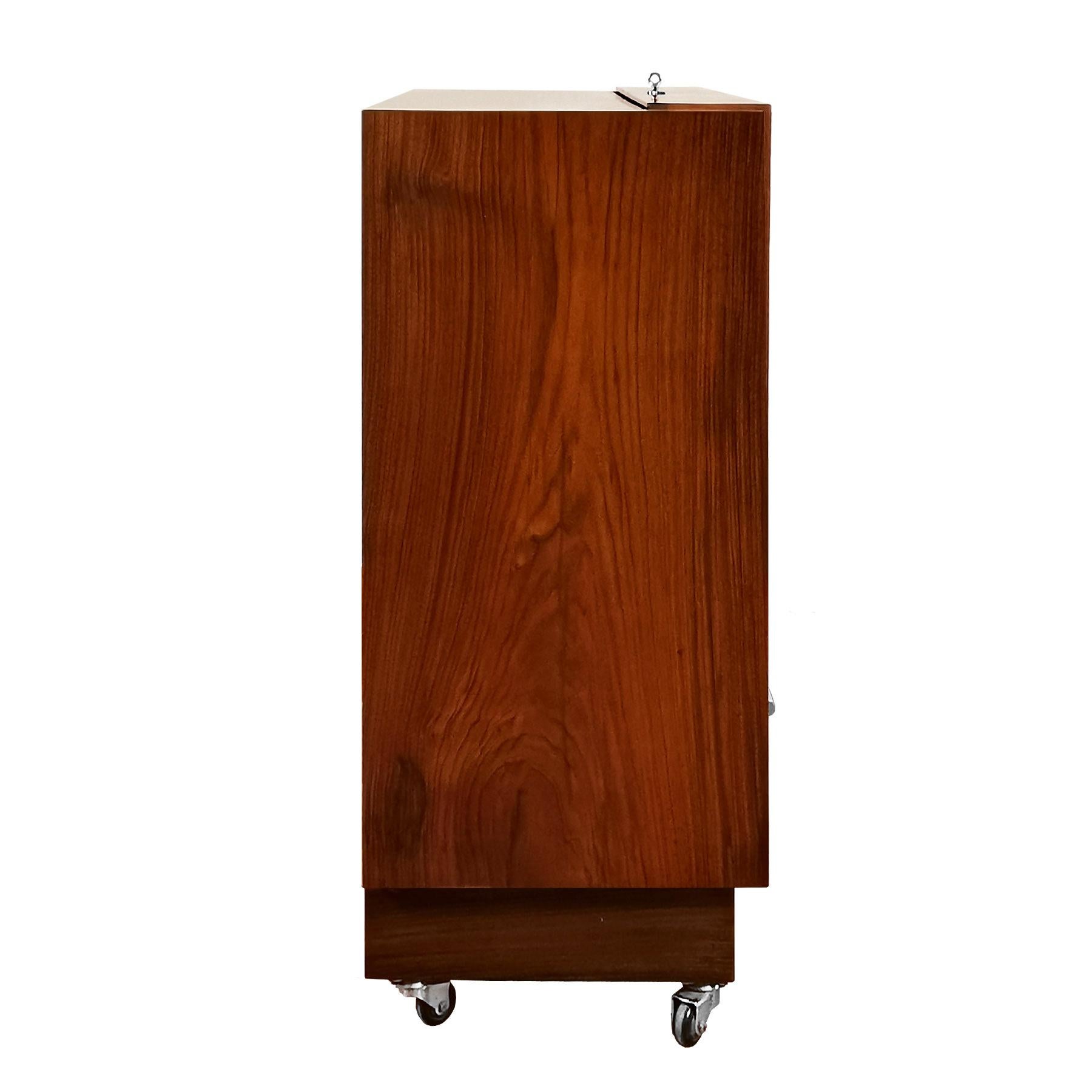 Mid-20th Century 1930s Art Deco Cubist Dry Bar, Walnut Veneer, Frosted Glass, Brass - Spain For Sale