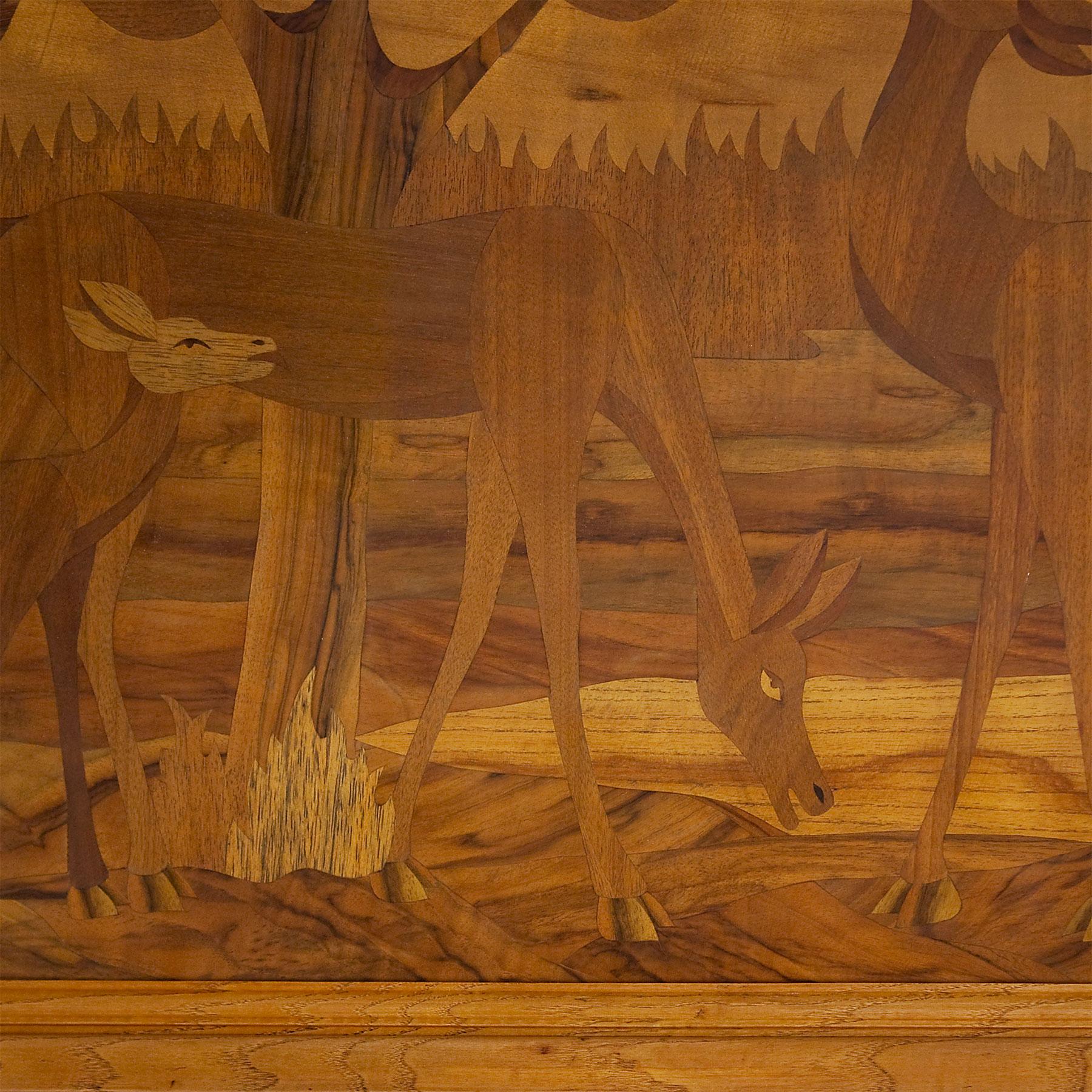 Marqueterie Panneau décoratif Art Déco des années 1930 en marqueterie de bois et cadre en frêne - Italie
