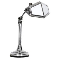 1930s Art Deco Desk Lamp Pirouette Chrome-Plated Metal, White Opaline, France