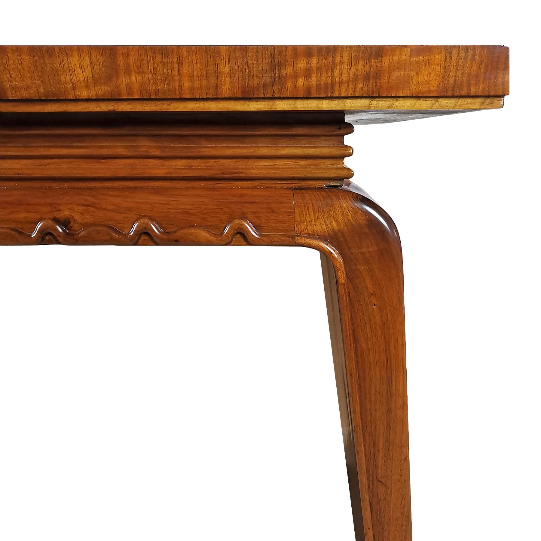 1930s Art Deco Flat Desk, One-Drawer, Beech, Walnut, Japanese Inspired, Italy 6