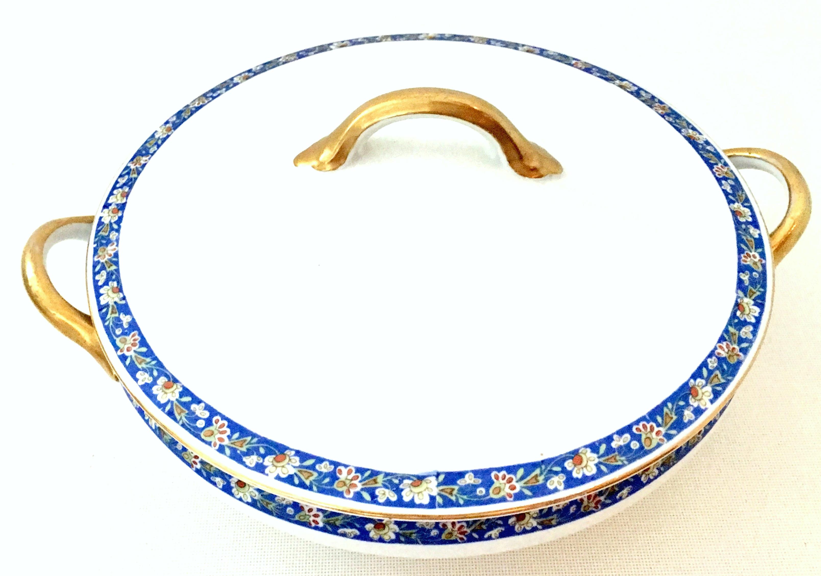1930s Art Deco Japanese Porcelain and 22-Karat Gold Serving Piece, Set of 6 In Good Condition For Sale In West Palm Beach, FL