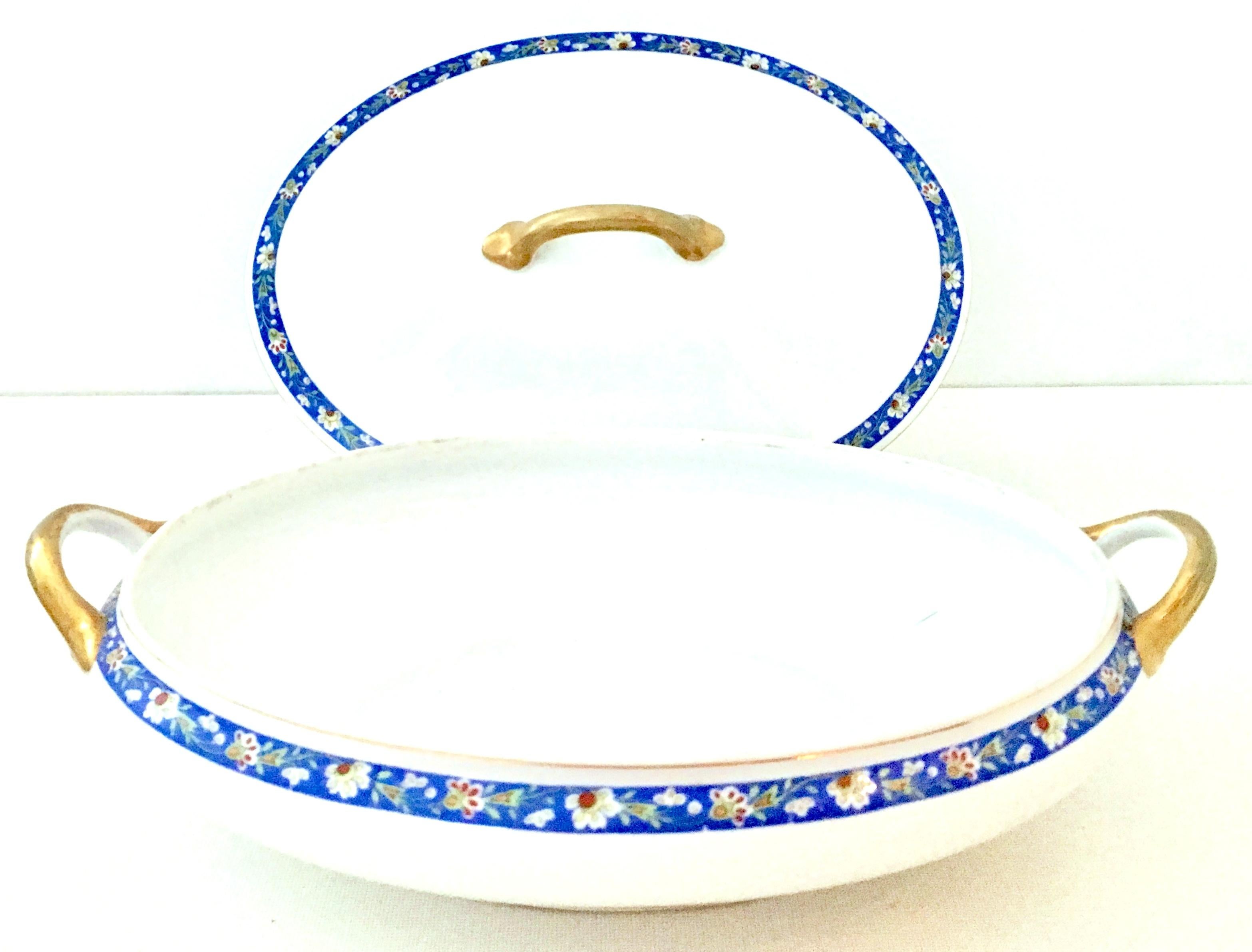 20th Century 1930s Art Deco Japanese Porcelain and 22-Karat Gold Serving Piece, Set of 6 For Sale