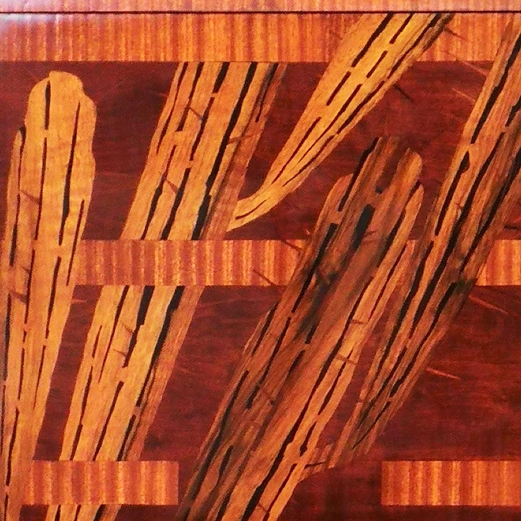 Spanish 1930s Art Deco Sideboard by Santiago Marco, Cactus Marquetry, Barcelona