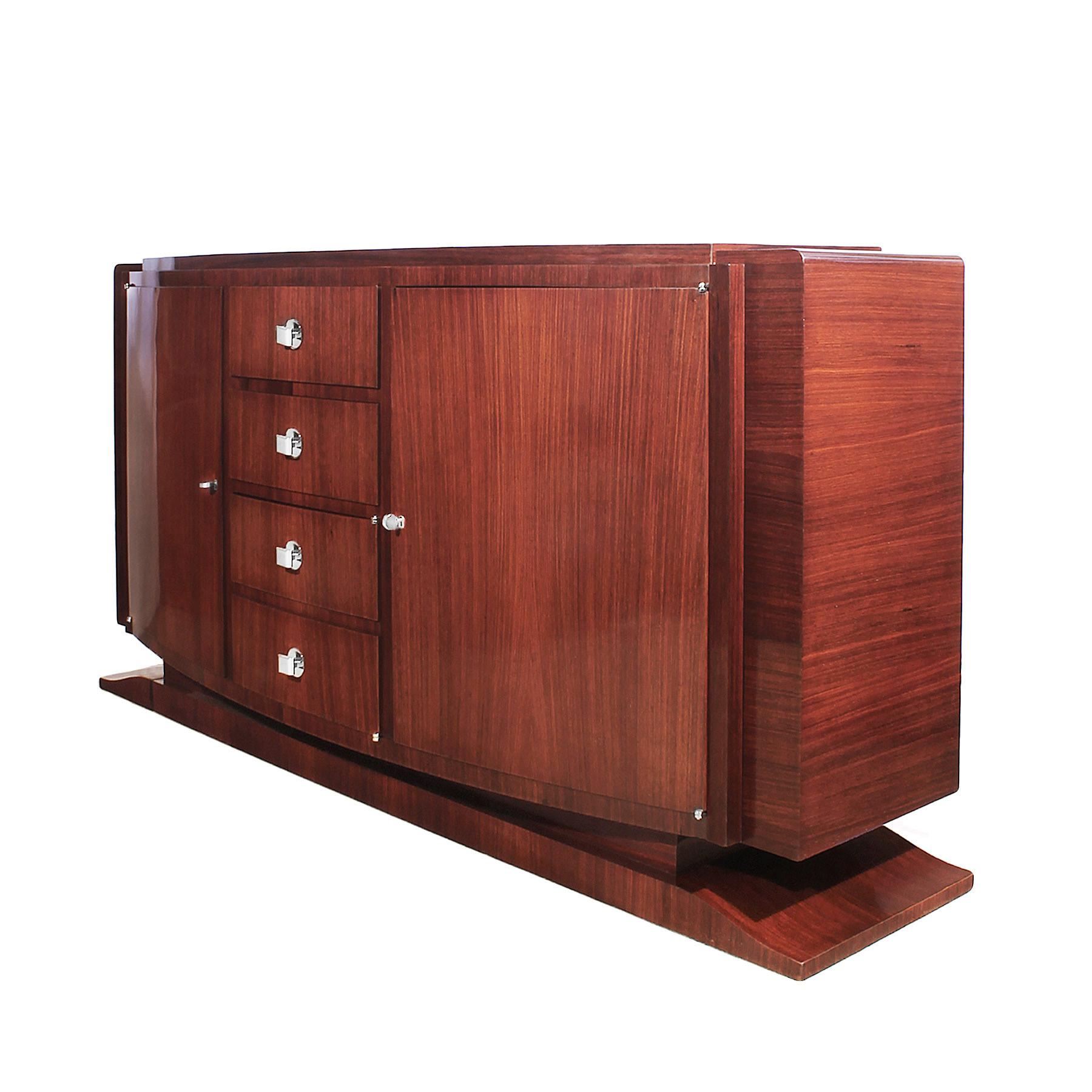 French 1930´s Art Deco Sideboard In Mahogany and Bronze - France For Sale