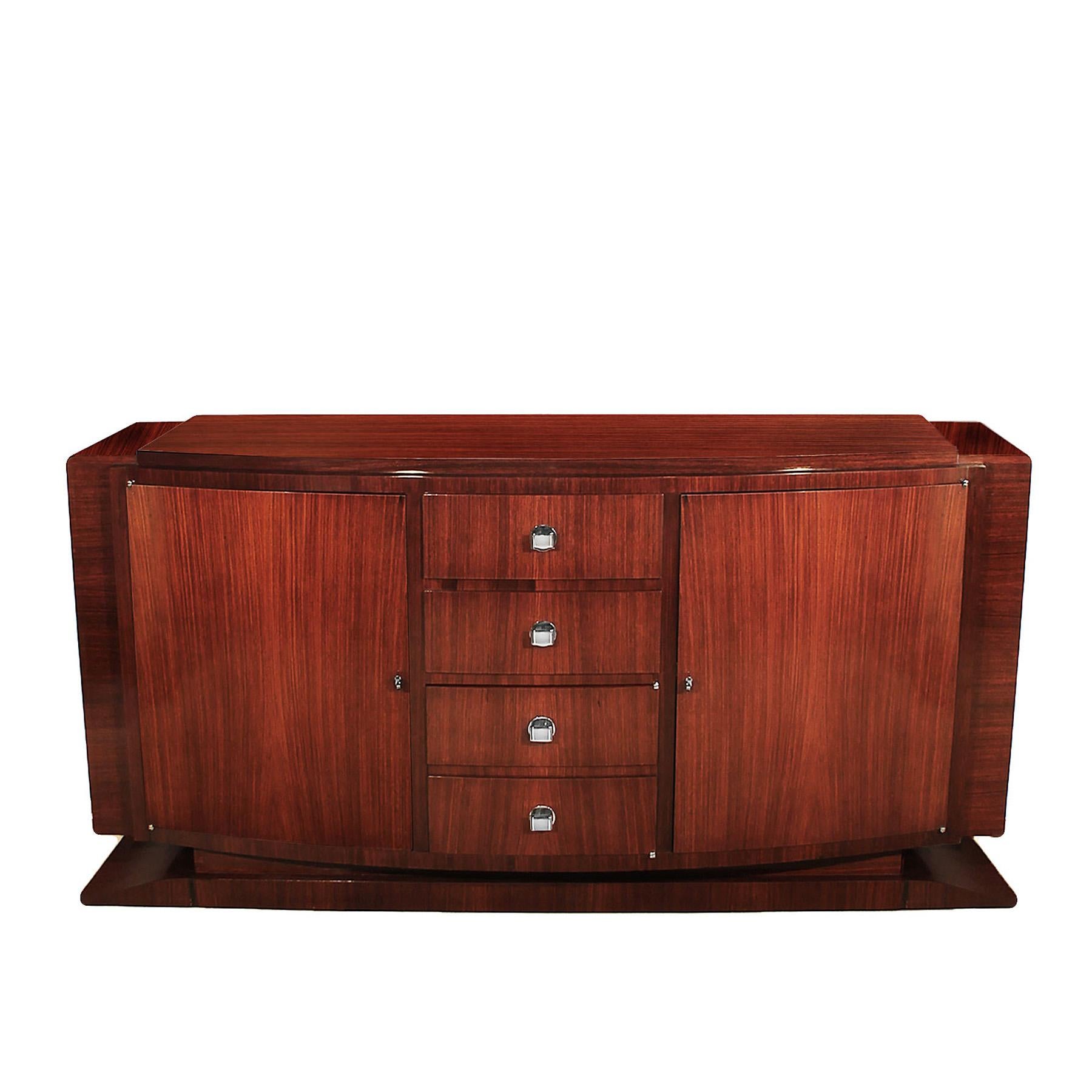 Veneer 1930´s Art Deco Sideboard In Mahogany and Bronze - France For Sale