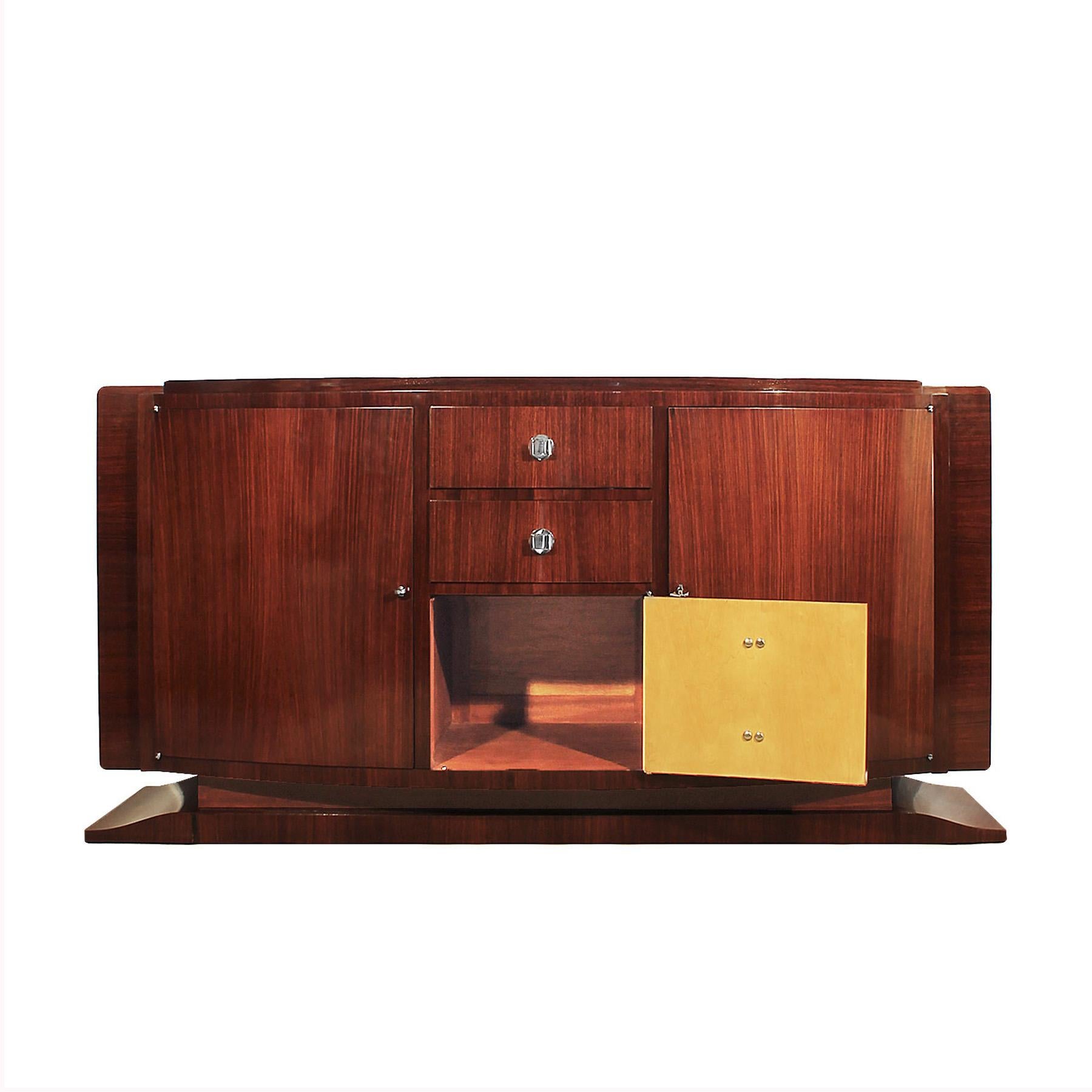 Mid-20th Century 1930´s Art Deco Sideboard In Mahogany and Bronze - France For Sale