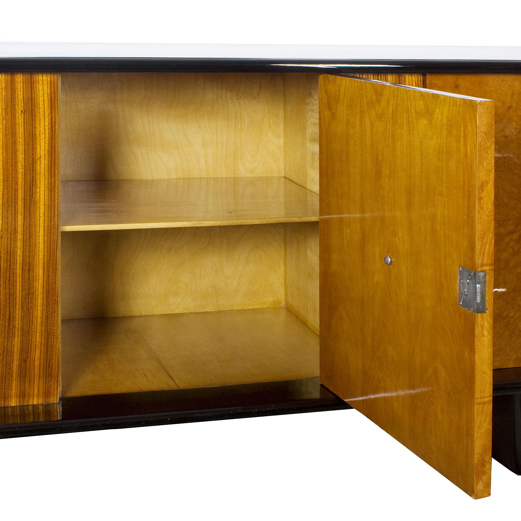 1930s Art Deco Sideboard, Maple, Zebrano, Cherrywood, Black Lacquer - Italy For Sale 3