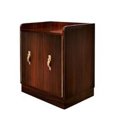 1930s Art Deco Small Four-Sided Dry Bar, Mahogany, Glass, Bronze, France