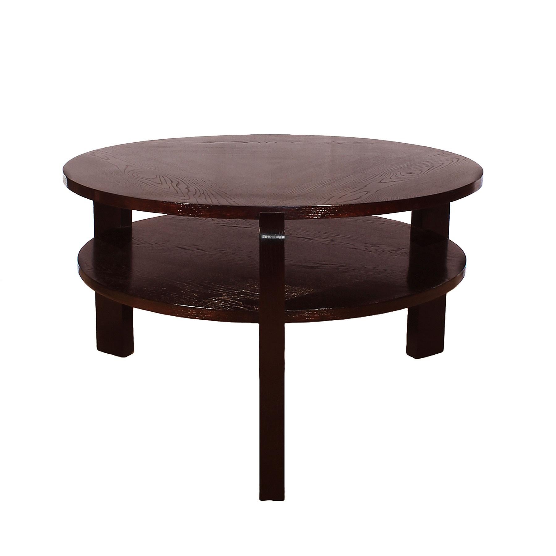 1930´s Art Deco Spanish Coffee Table, oak wood, polished with open pore - Spain In Good Condition For Sale In Girona, ES