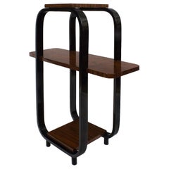 1930s Art Deco Stand, Stained and Curved Beech, Mahogany Veneer, Italy