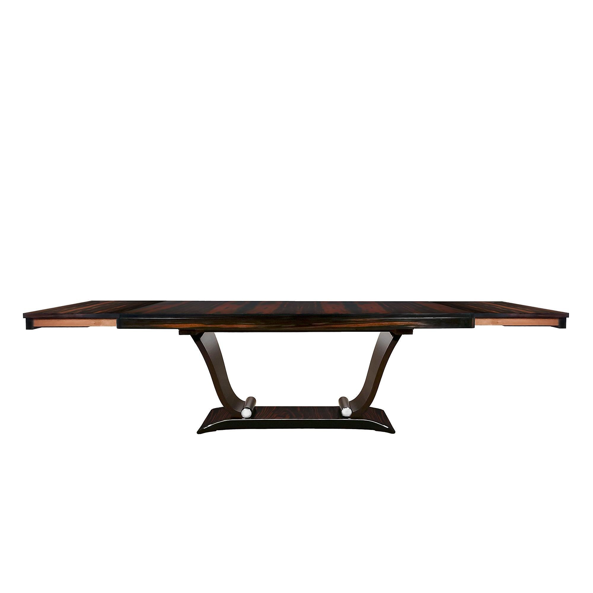 1930´s Art Deco Table, Paul Giordano, Macassar Ebony, Extensions Leaves, France 1