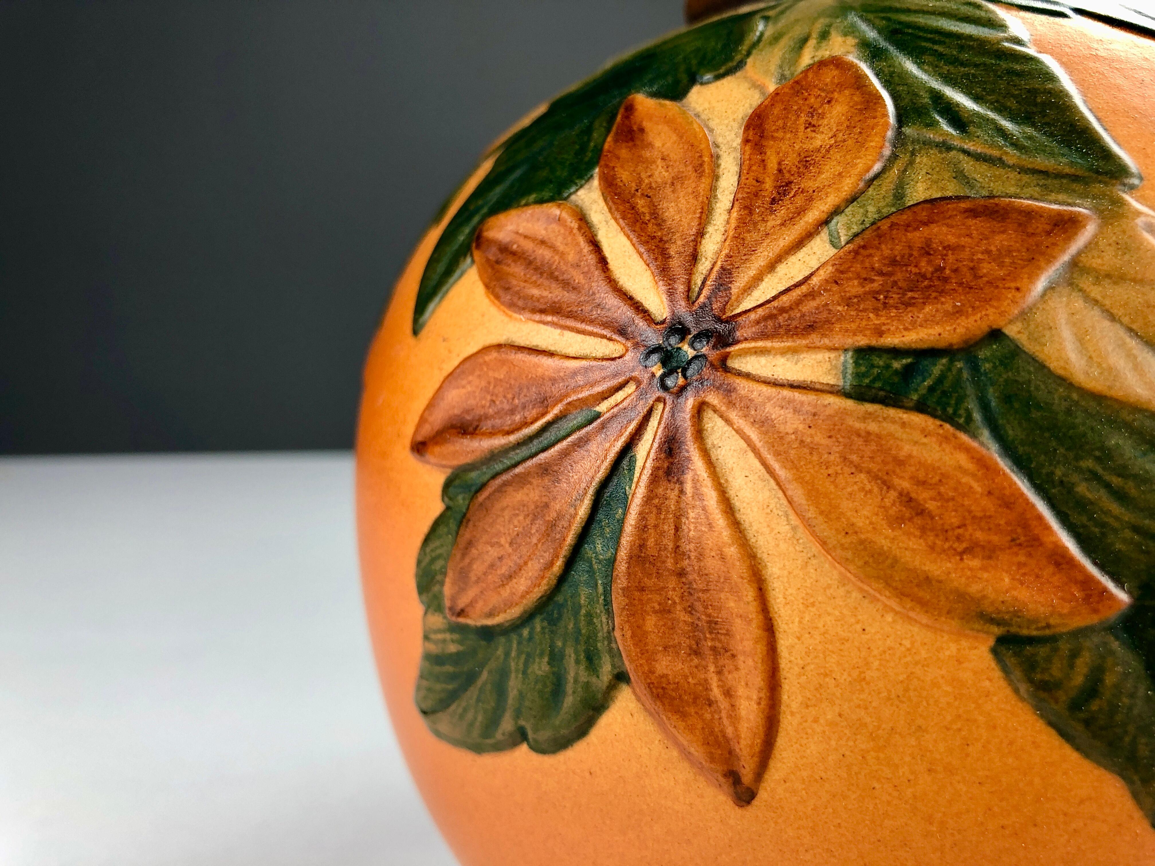 Mid-20th Century 1930´s Art Nouveau Flower Decorated Vase by Axel Sorensen for P. Ipsens Enke For Sale