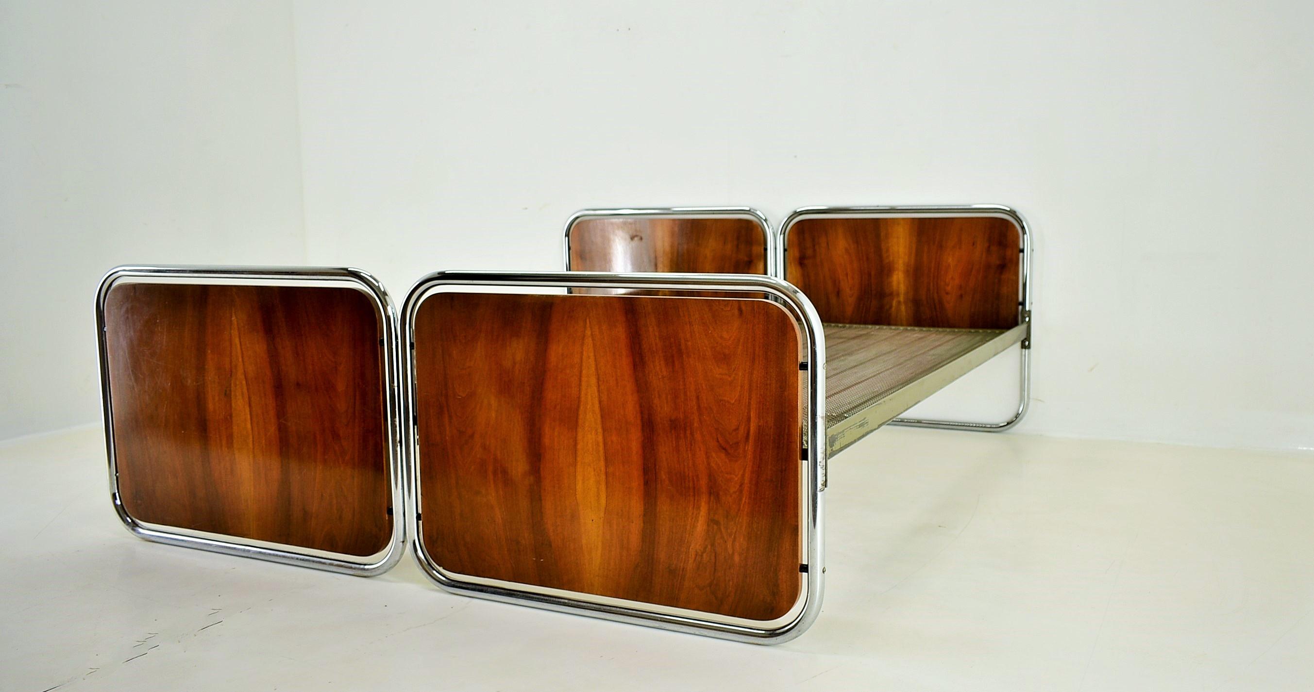 Chrome 1930´S Bauhaus Tubular Steel Beds, by Beck Arnošt for Mucke-Melder
