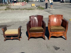 1930er Otto Schultz, Sessel + Ottomane von Boet AB, Schweden.