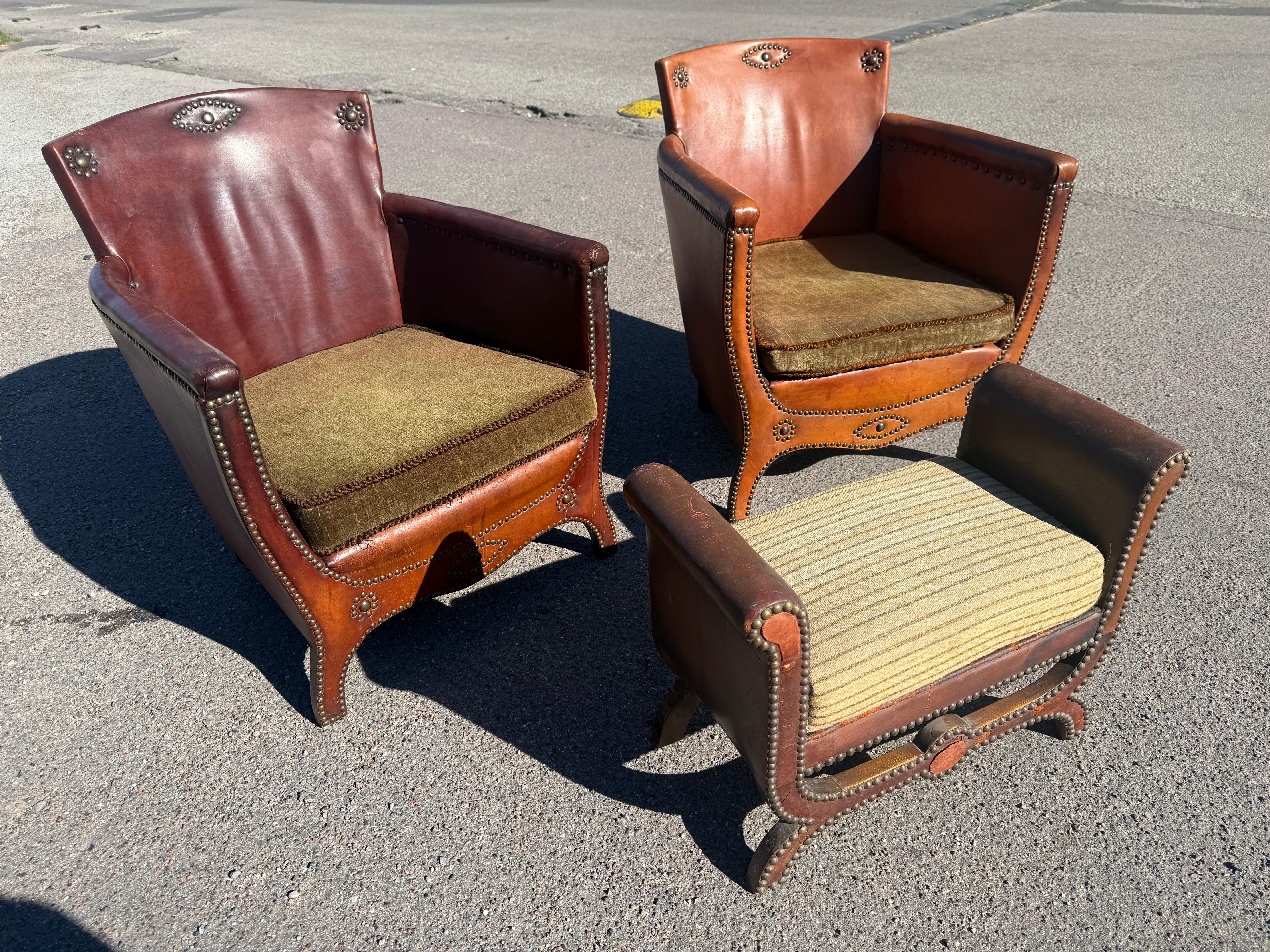 Suédois Otto Schultz, chaises longues et ottomanes des années 1930, par Boet AB, Suède. en vente