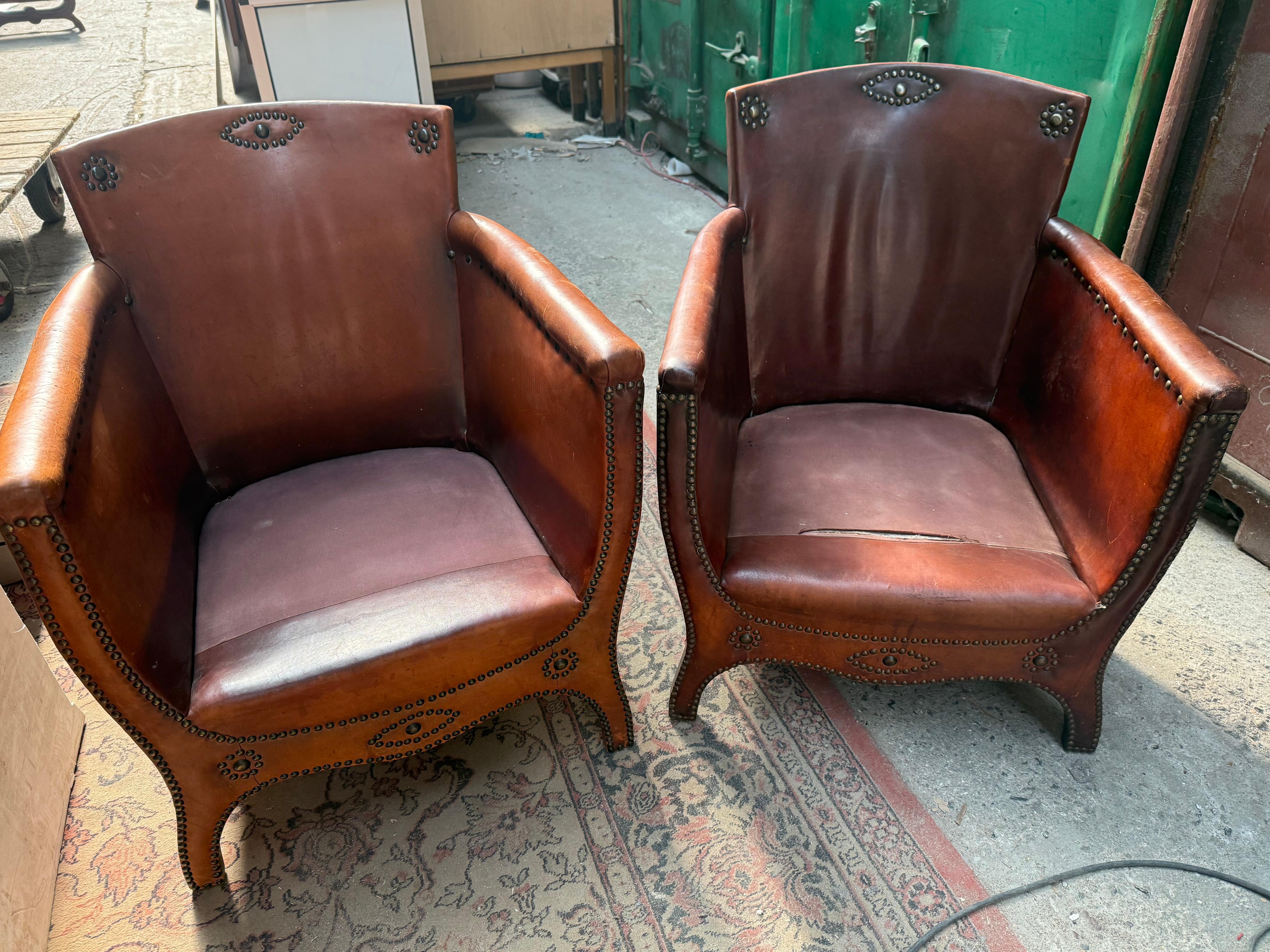 Cuir Otto Schultz, chaises longues et ottomanes des années 1930, par Boet AB, Suède. en vente