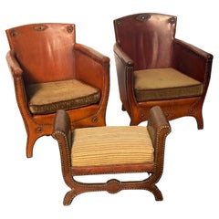 1930´s Otto Schultz, Lounge Chairs + Ottoman by Boet AB, Sweden.
