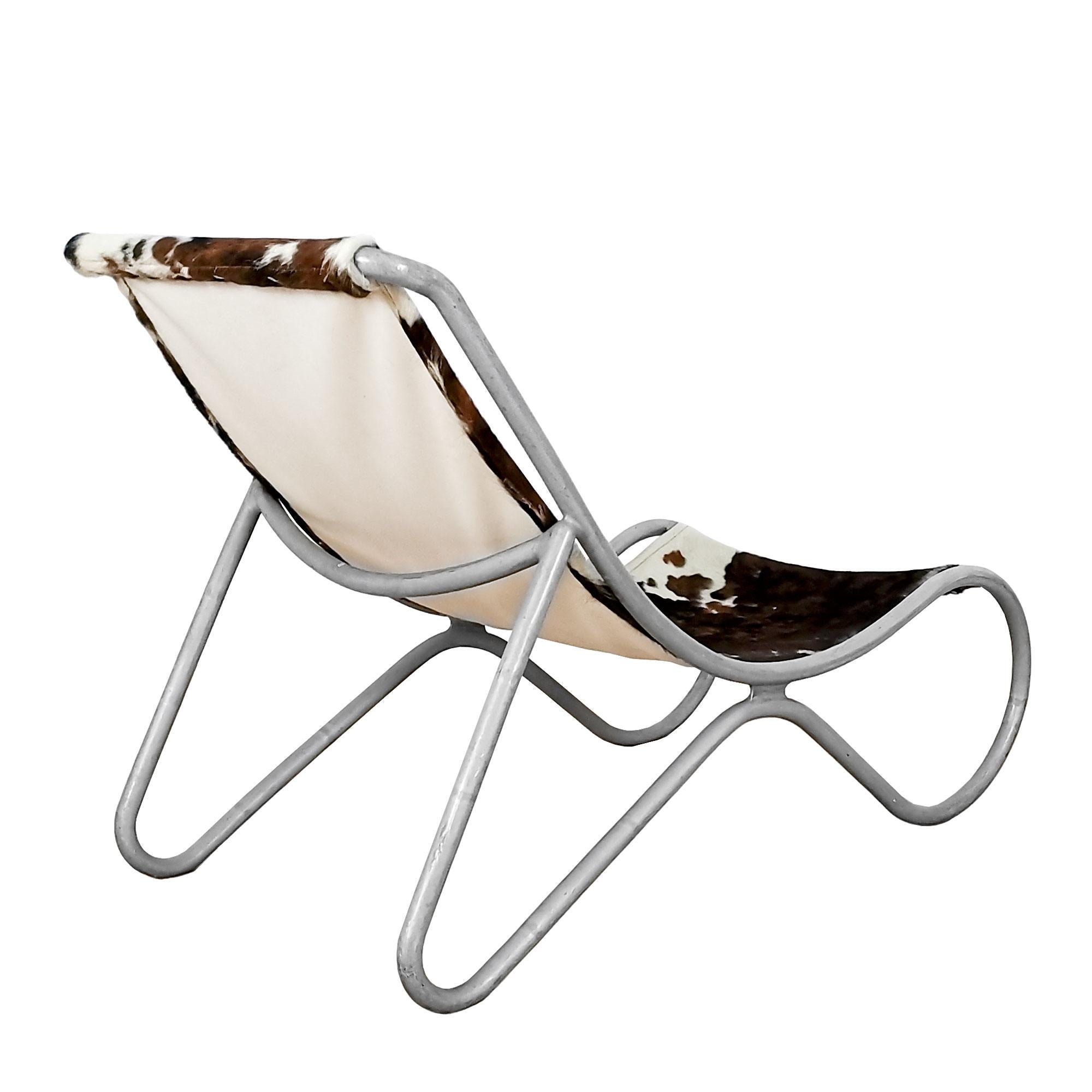 Mid-20th Century 1930´S Pair of Art Deco Deck Chairs in Aluminum and Leather - Italy For Sale