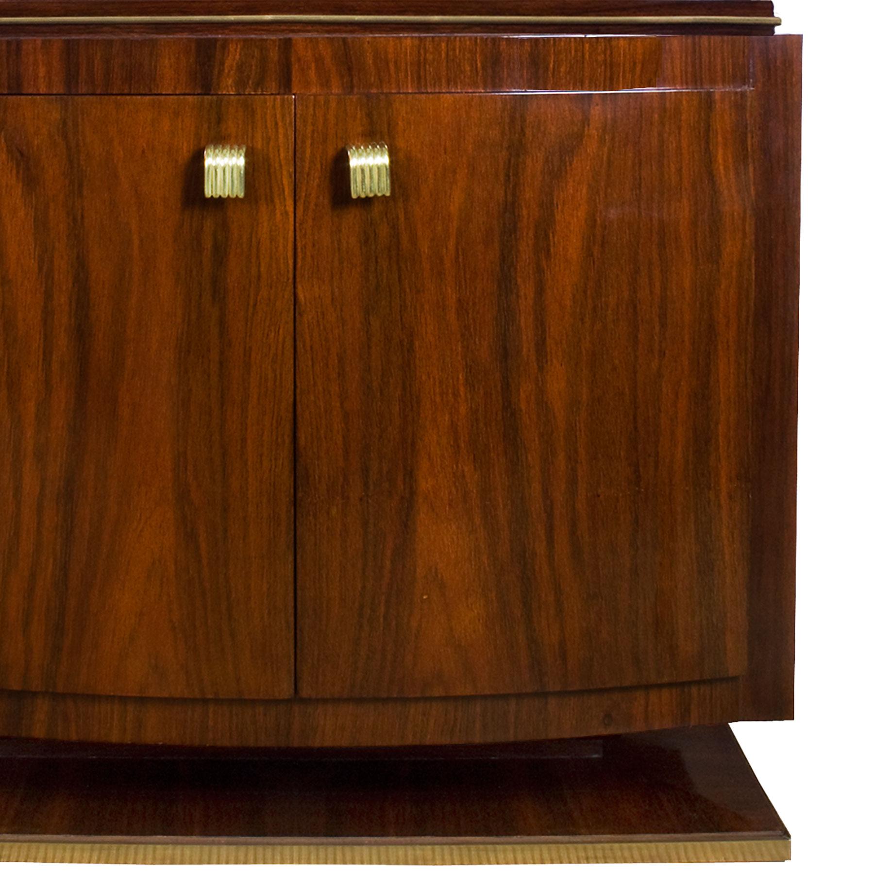1930s Pair of Art Deco Two Blocks Cabinets, Mahogany, Etched Mirrors, Italy 4